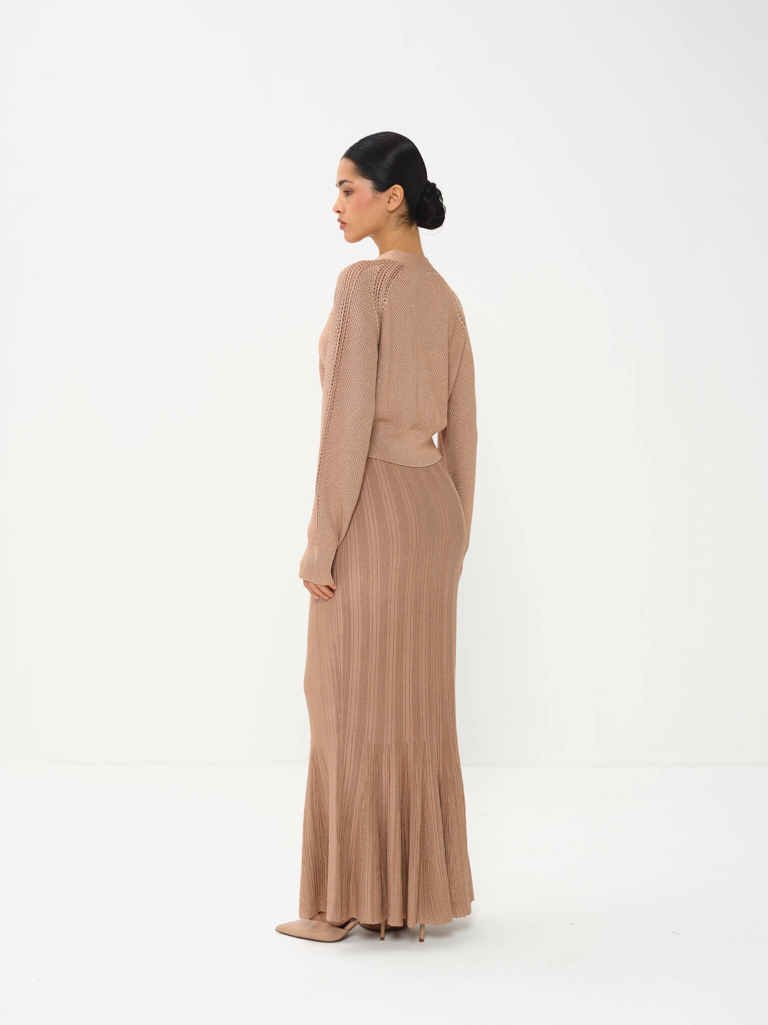 Alessia Draped Top & Skirt Set in Viscose Knit with Lurex - Image 5