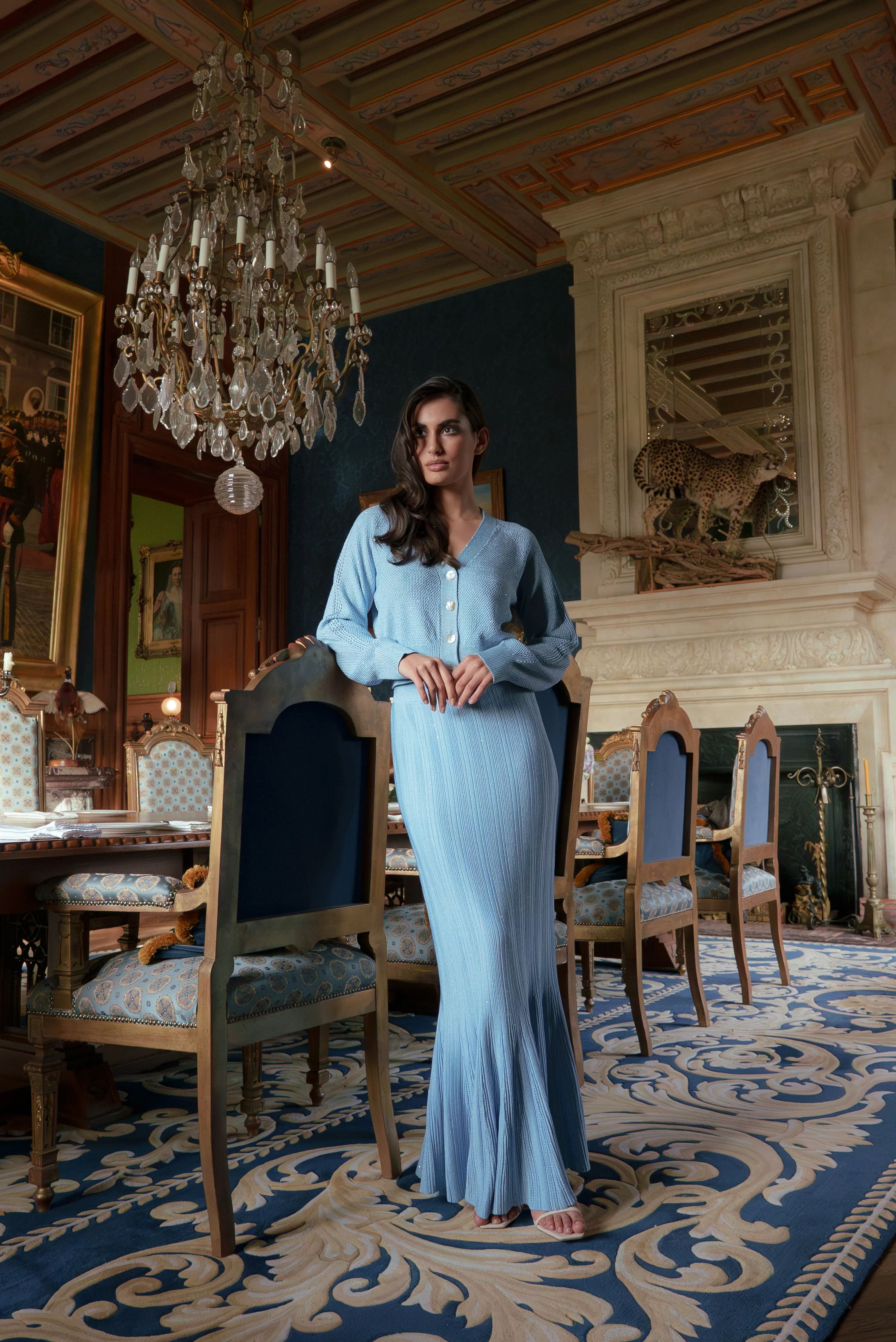 Alessia Draped Top & Skirt Set in Viscose Knit with Lurex - Image 9