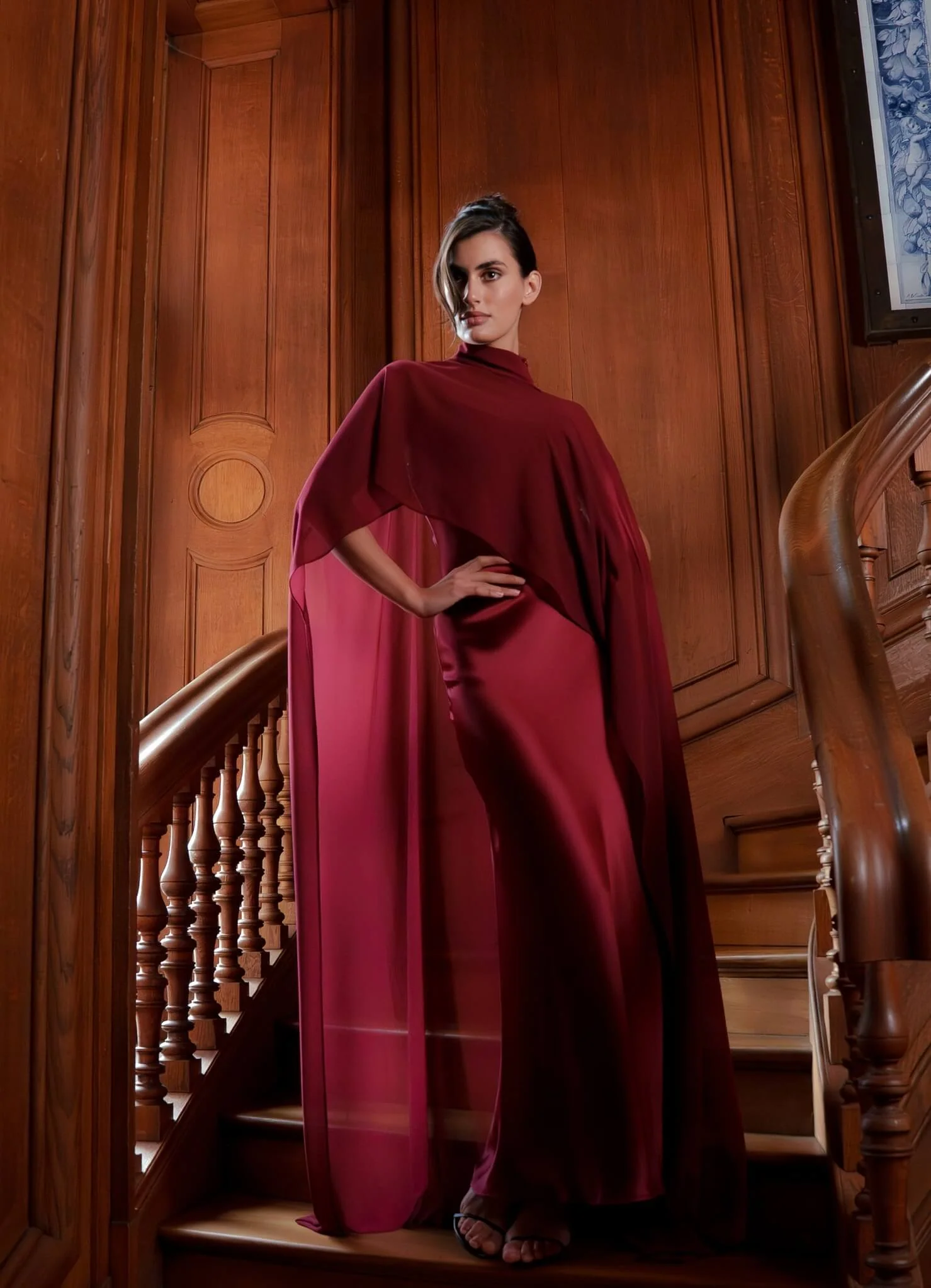 Almeria Cape Gown in Naia™ Satin - Image 10