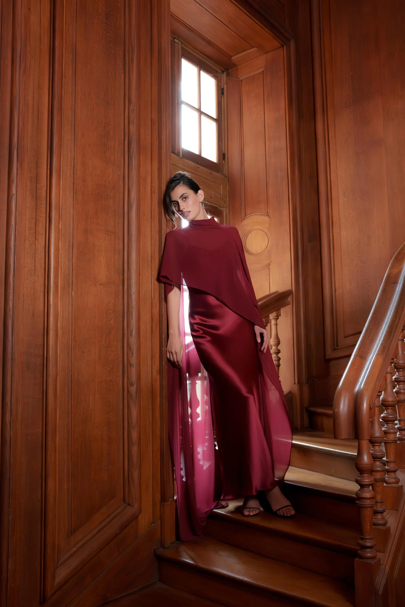 Almeria Cape Gown in Naia™ Satin - Image 11