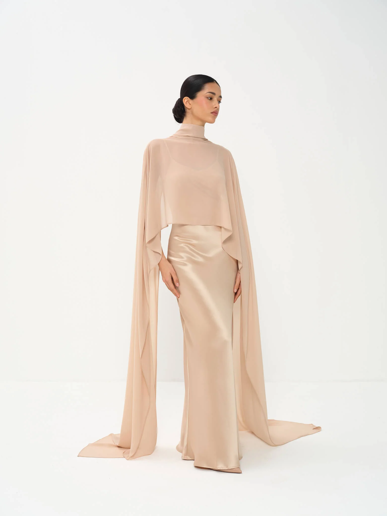Almeria Cape Gown in Naia™ Satin - Image 3