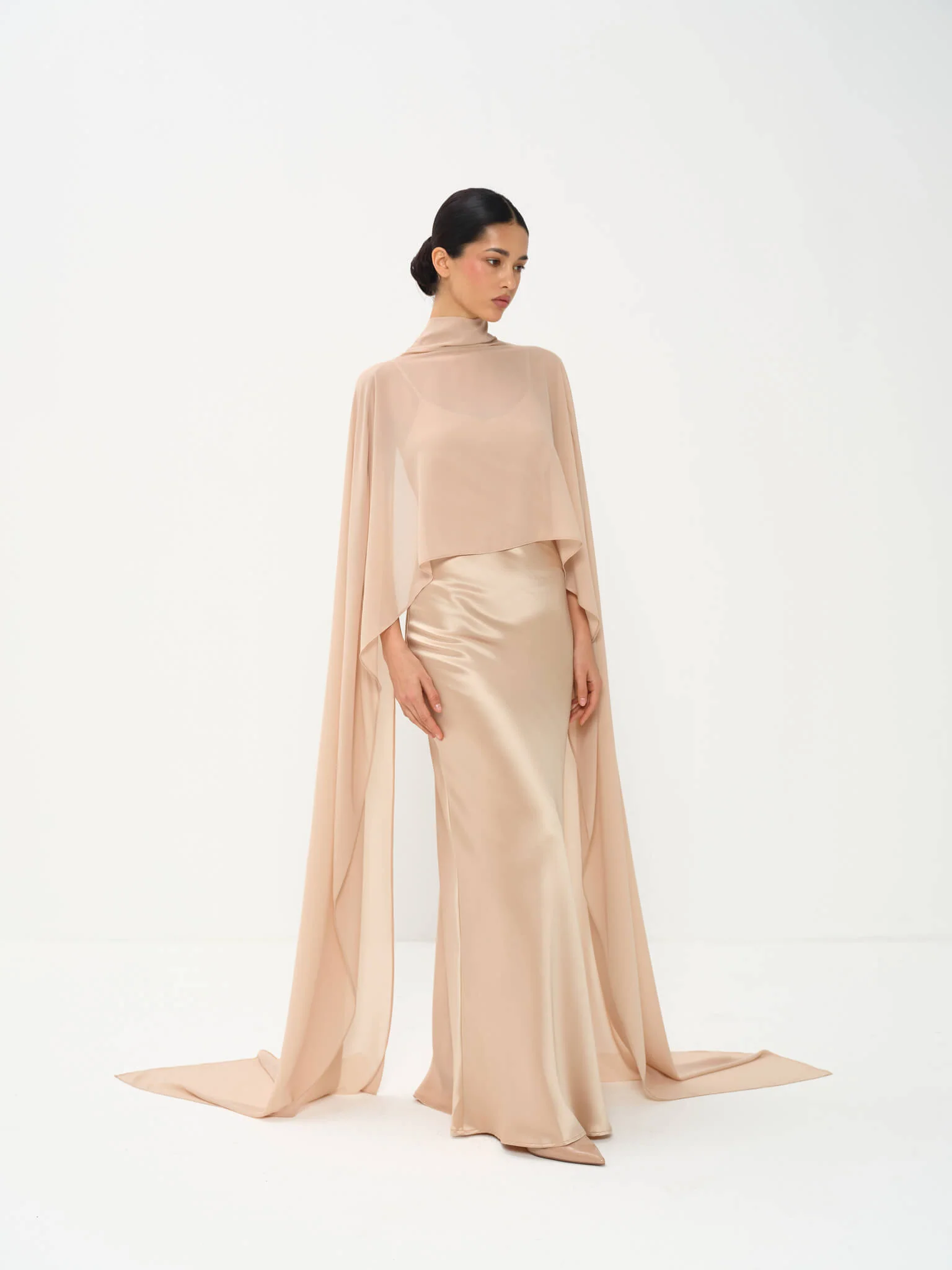 Almeria Cape Gown in Naia™ Satin - Image 4