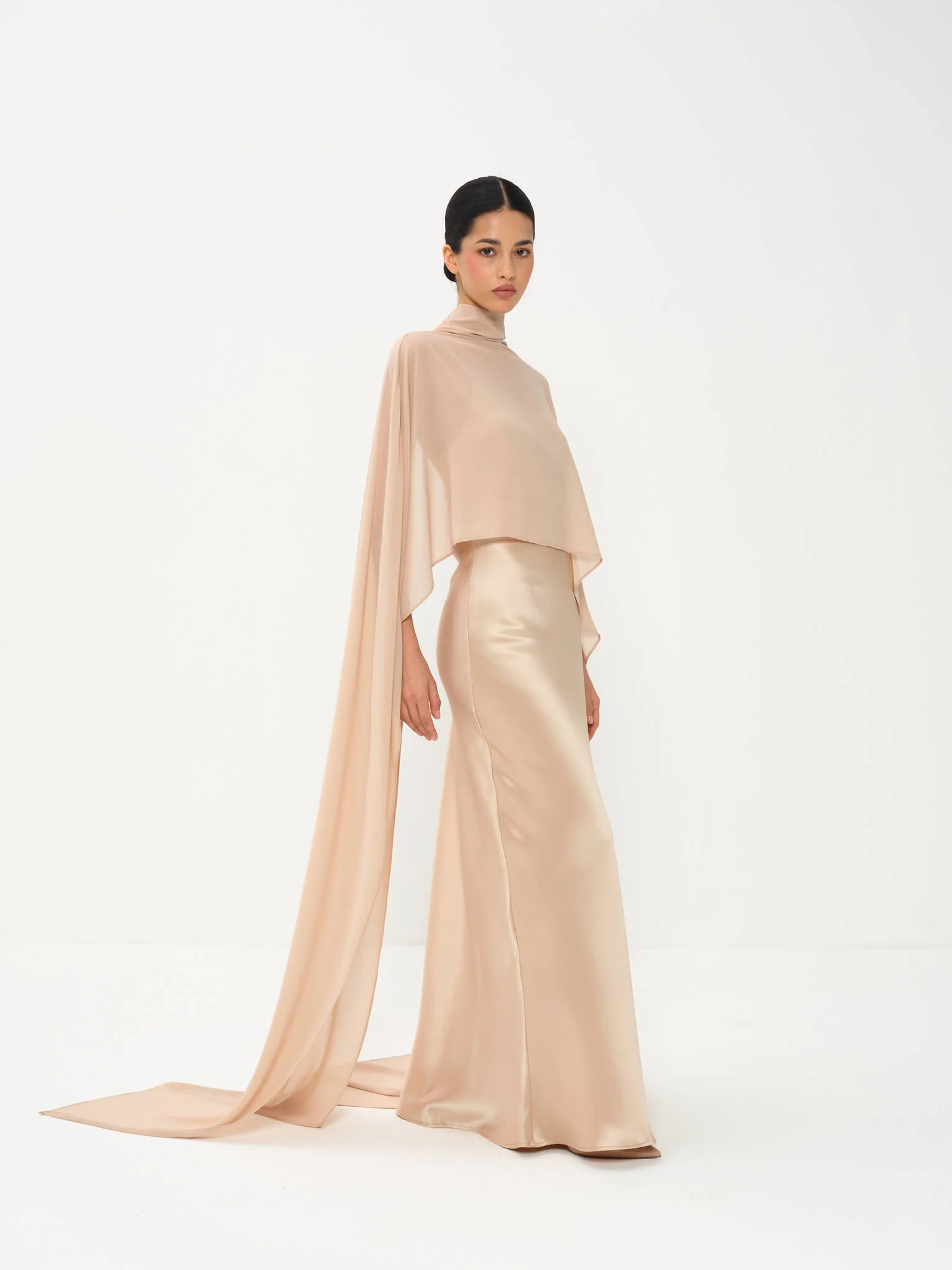 Almeria Cape Gown in Naia™ Satin - Image 5