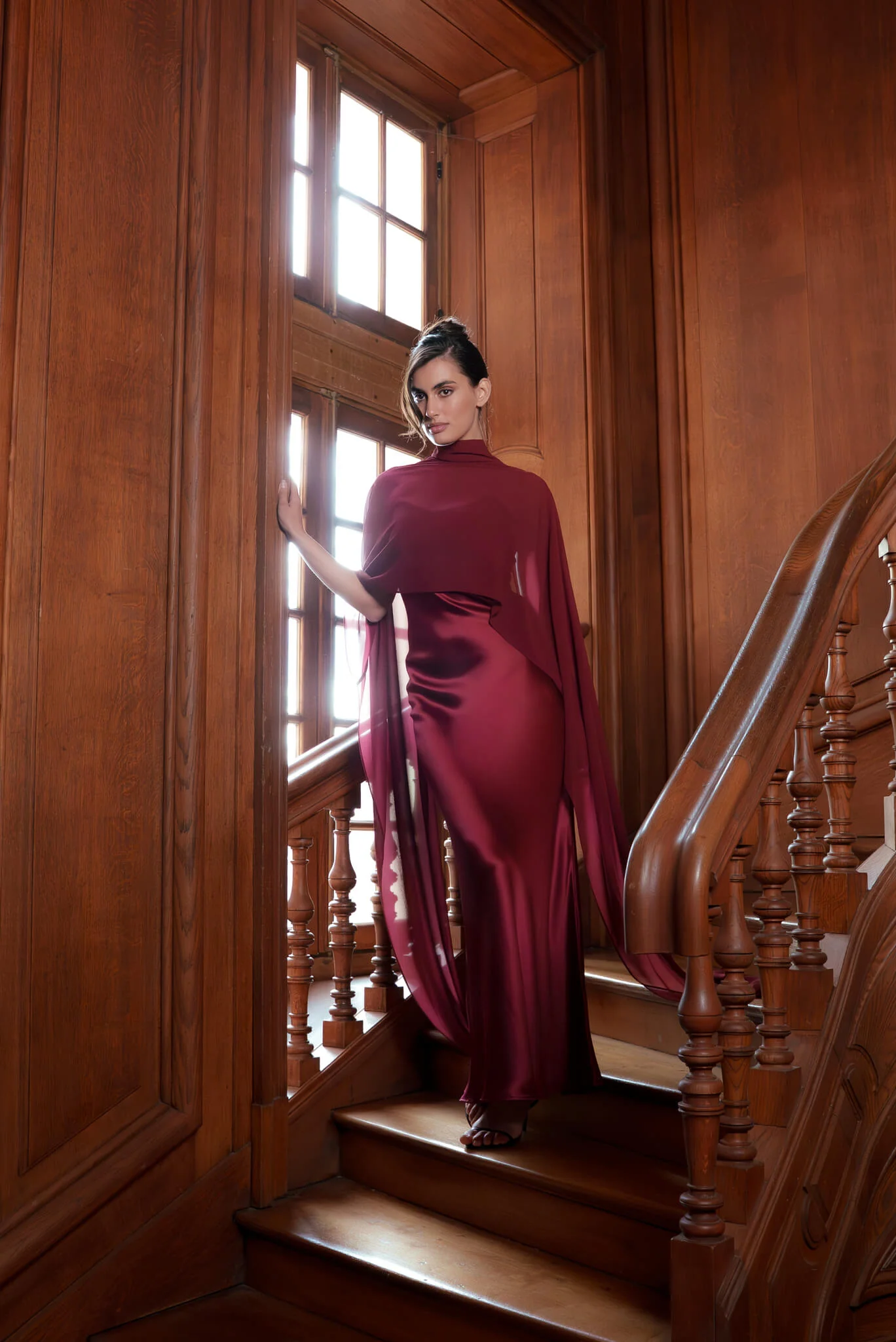 Almeria Cape Gown in Naia™ Satin - Image 9