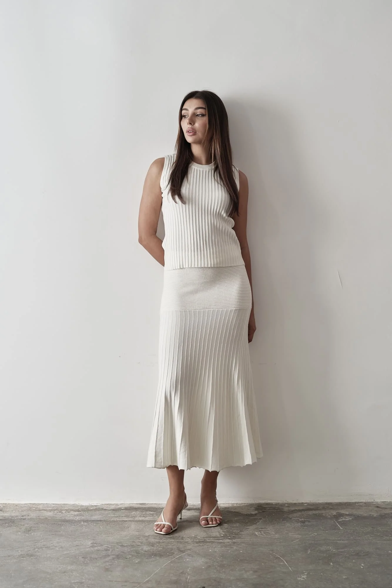 Andrea High Neck Top & Pleated Midi Skirt Set - Image 4