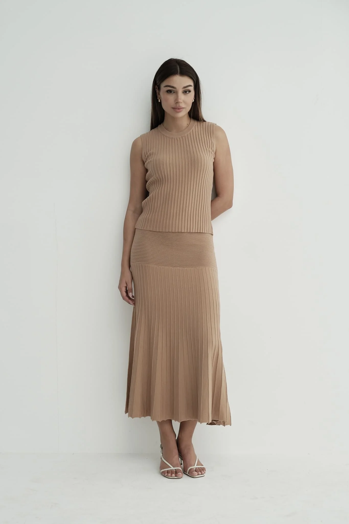 Andrea High Neck Top & Pleated Midi Skirt Set - Image 6