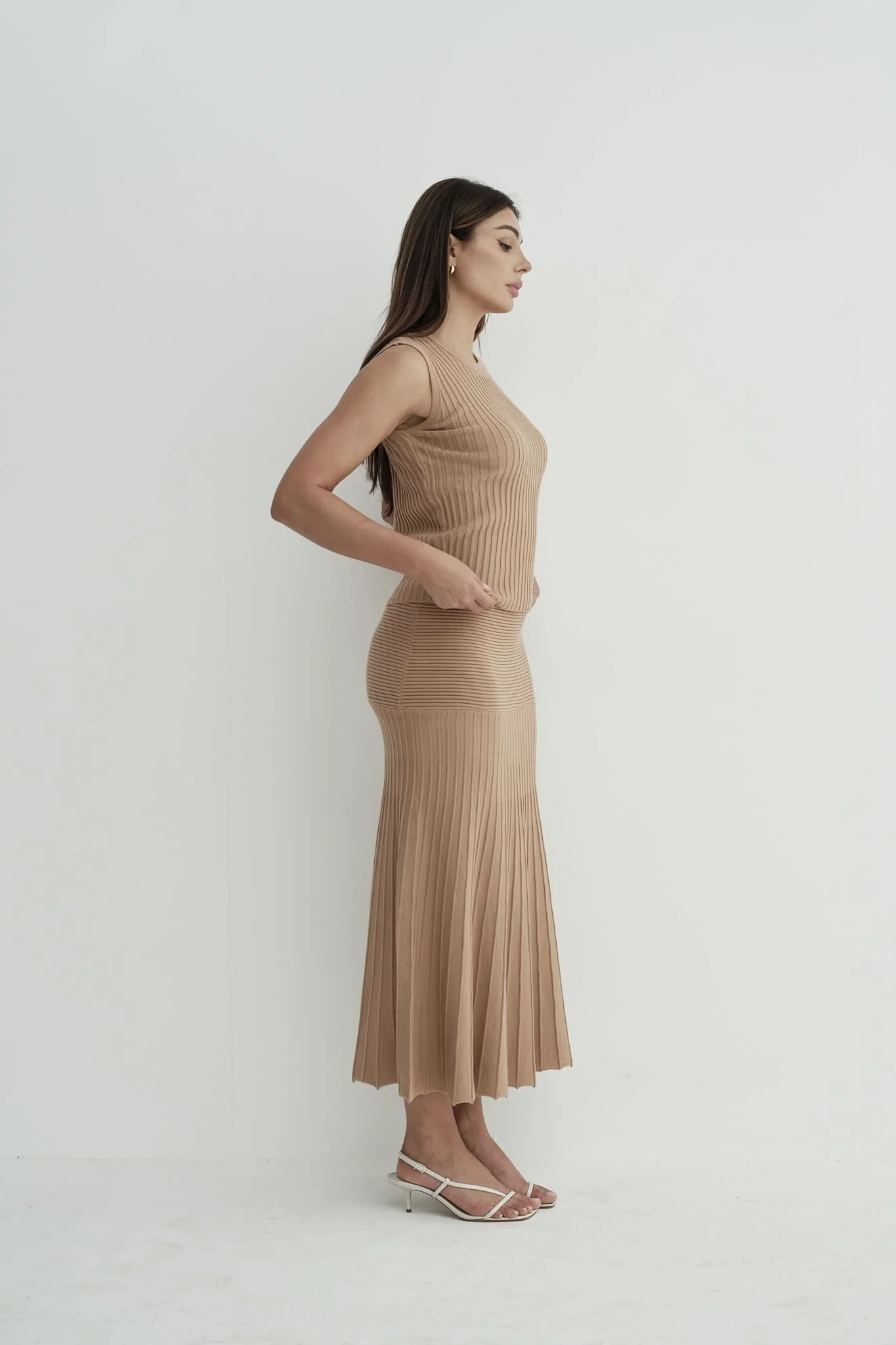 Andrea High Neck Top & Pleated Midi Skirt Set - Image 8