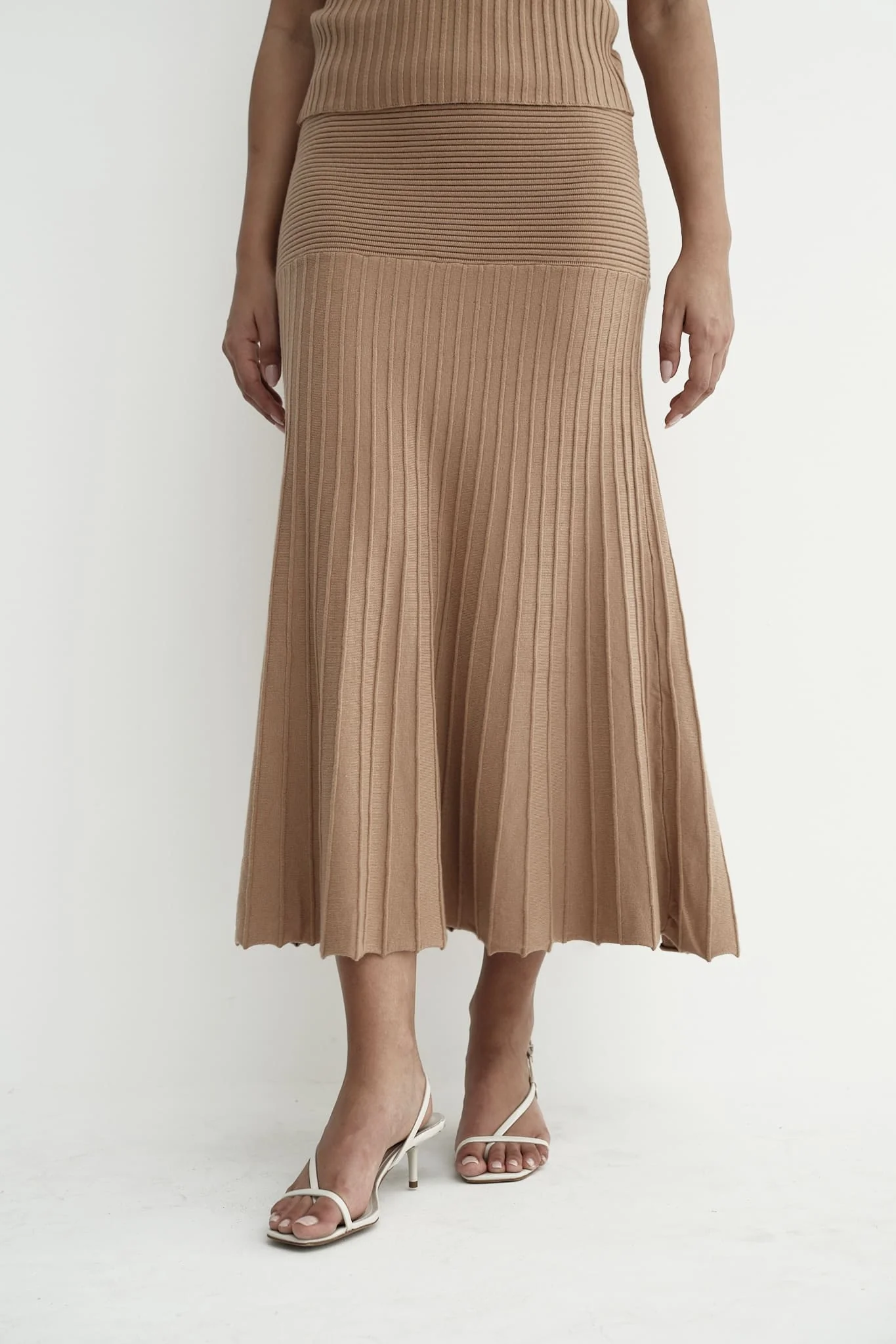 Andrea High Neck Top & Pleated Midi Skirt Set - Image 9
