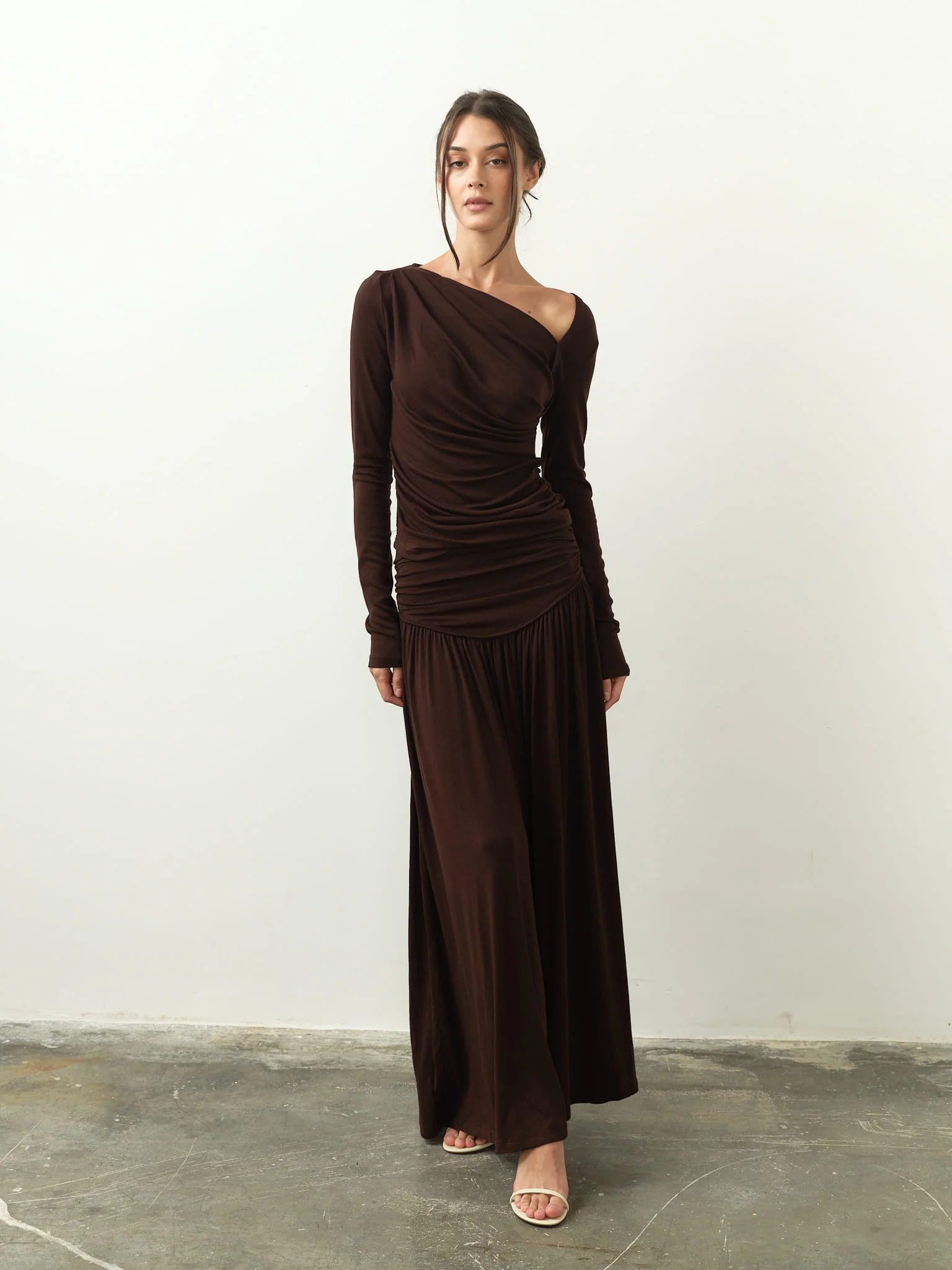 Ariana Draped Top & Maxi Skirt Set in Viscose-Cotton Knit - Image 11