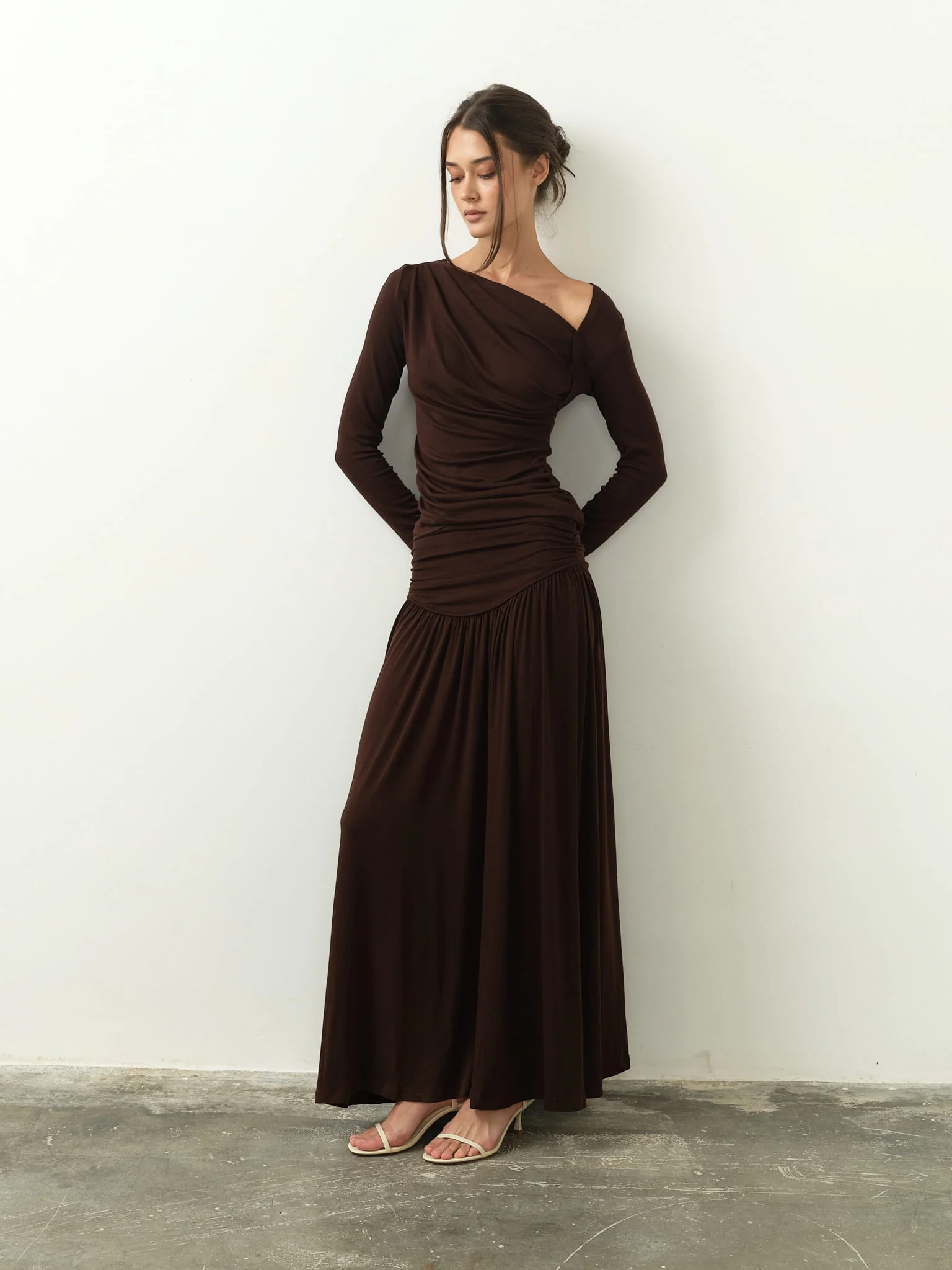 Ariana Draped Top & Maxi Skirt Set in Viscose-Cotton Knit - Image 12