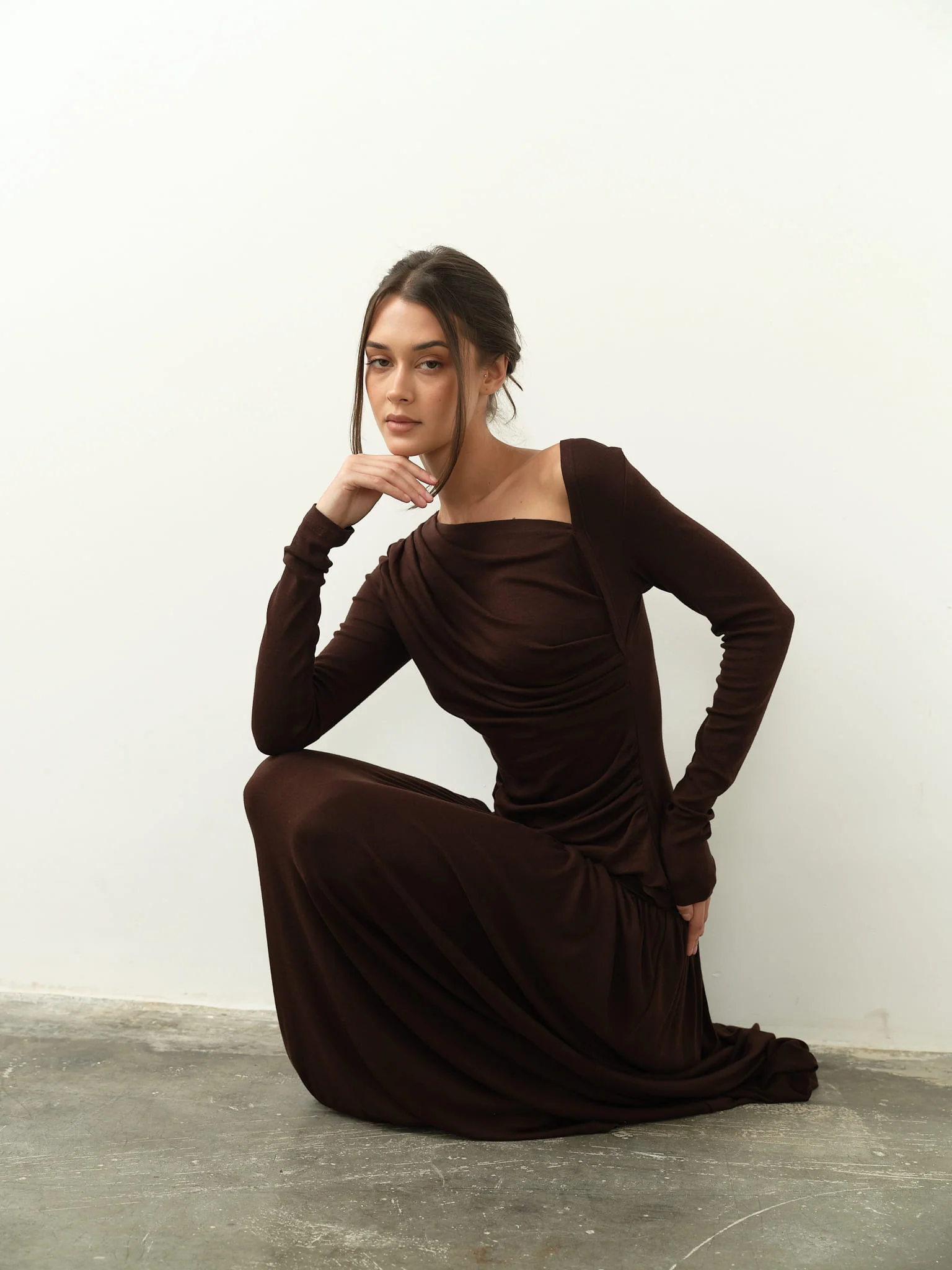 Ariana Draped Top & Maxi Skirt Set in Viscose-Cotton Knit - Image 14