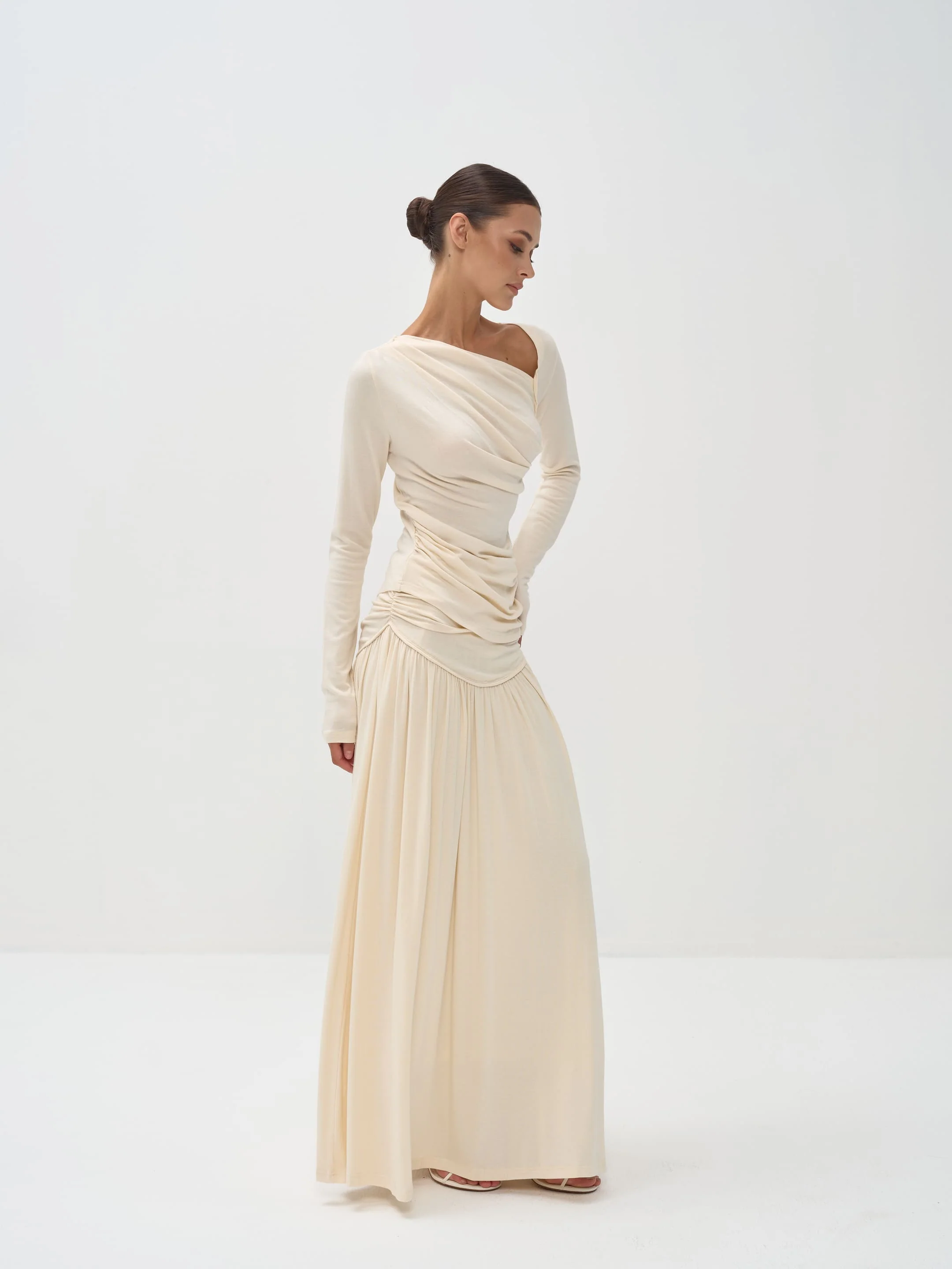 Ariana Draped Top & Maxi Skirt Set in Viscose-Cotton Knit - Image 4