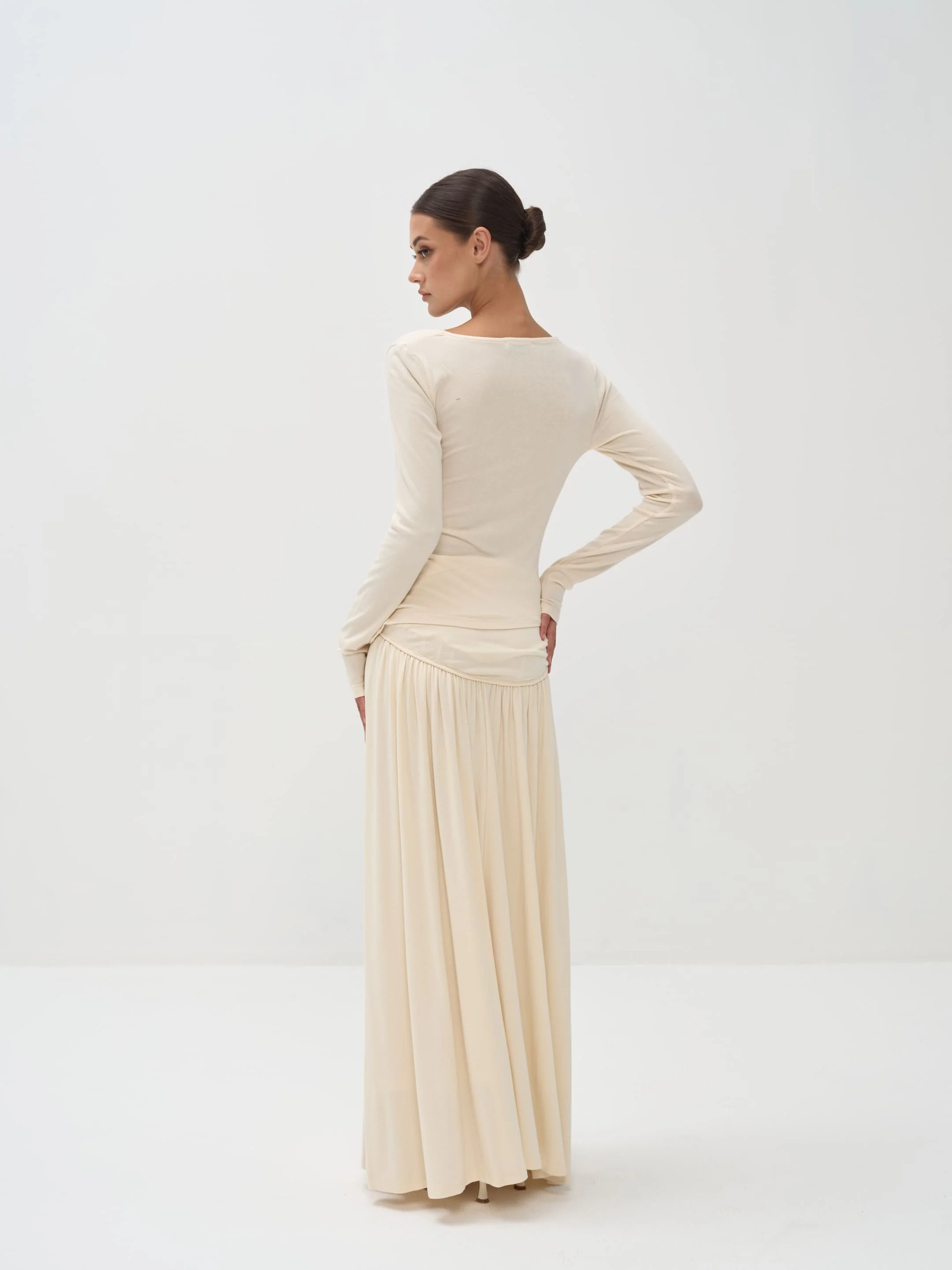 Ariana Draped Top & Maxi Skirt Set in Viscose-Cotton Knit - Image 5