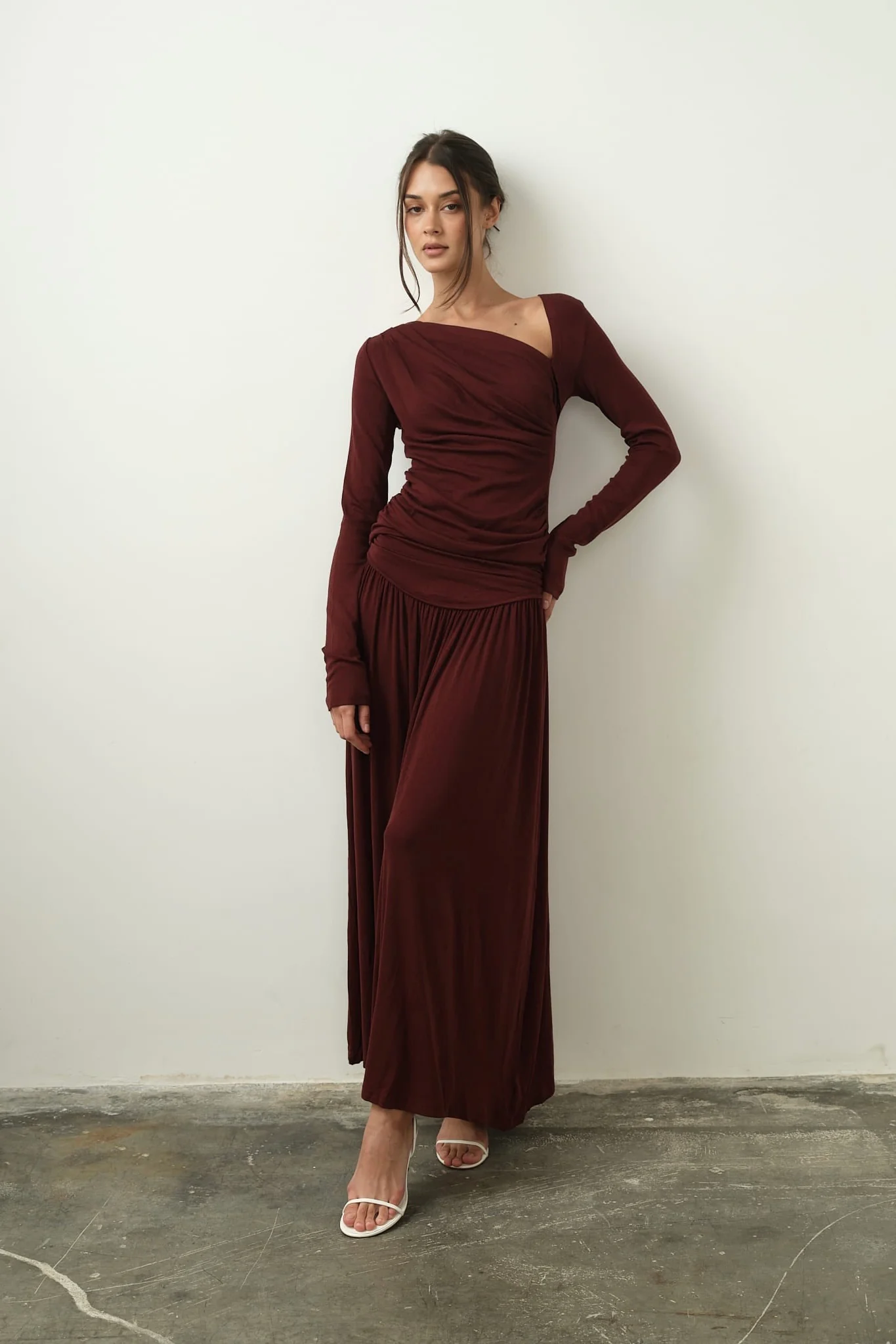 Ariana Draped Top & Maxi Skirt Set in Viscose-Cotton Knit - Image 6