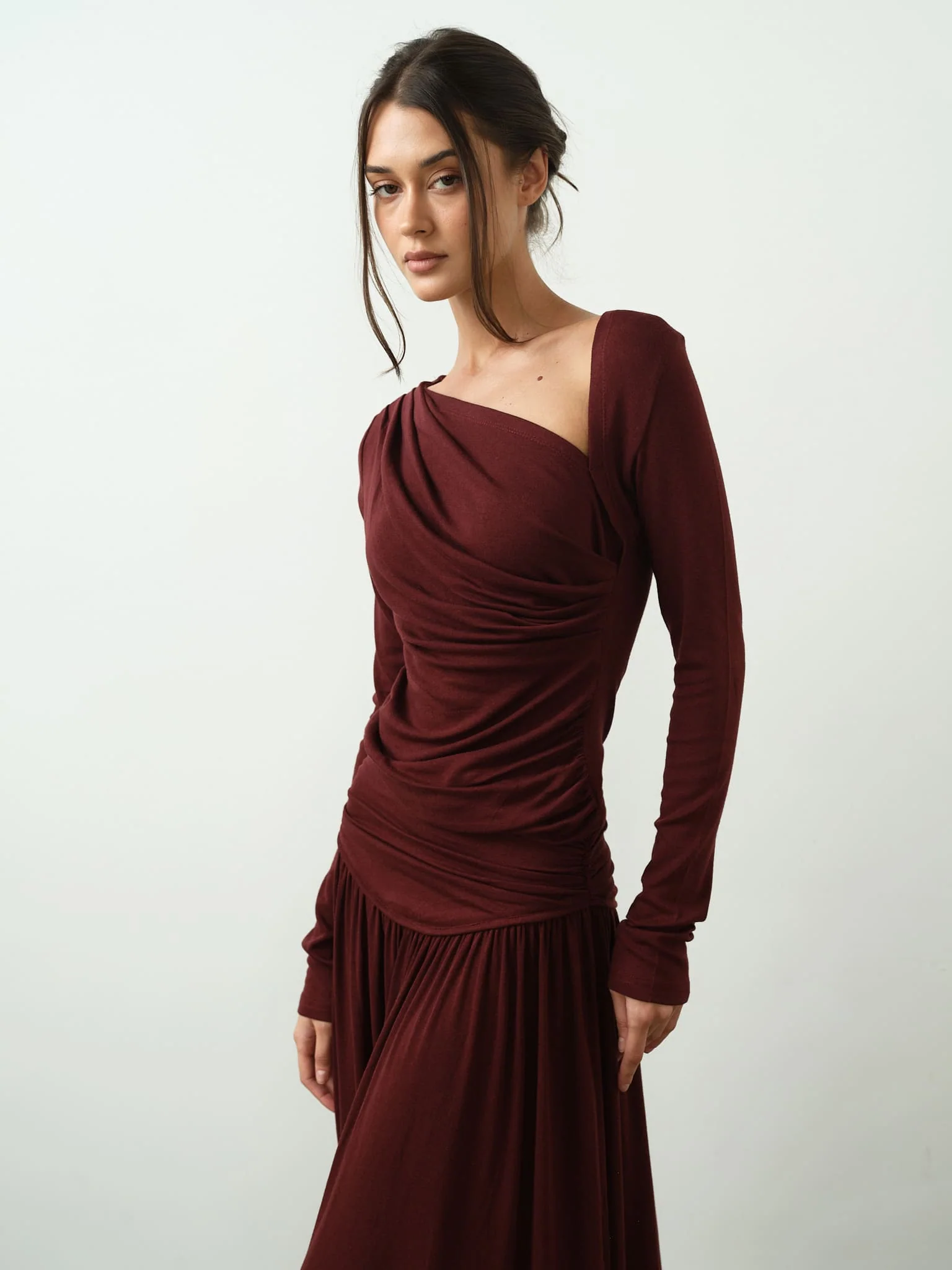 Ariana Draped Top & Maxi Skirt Set in Viscose-Cotton Knit - Image 7