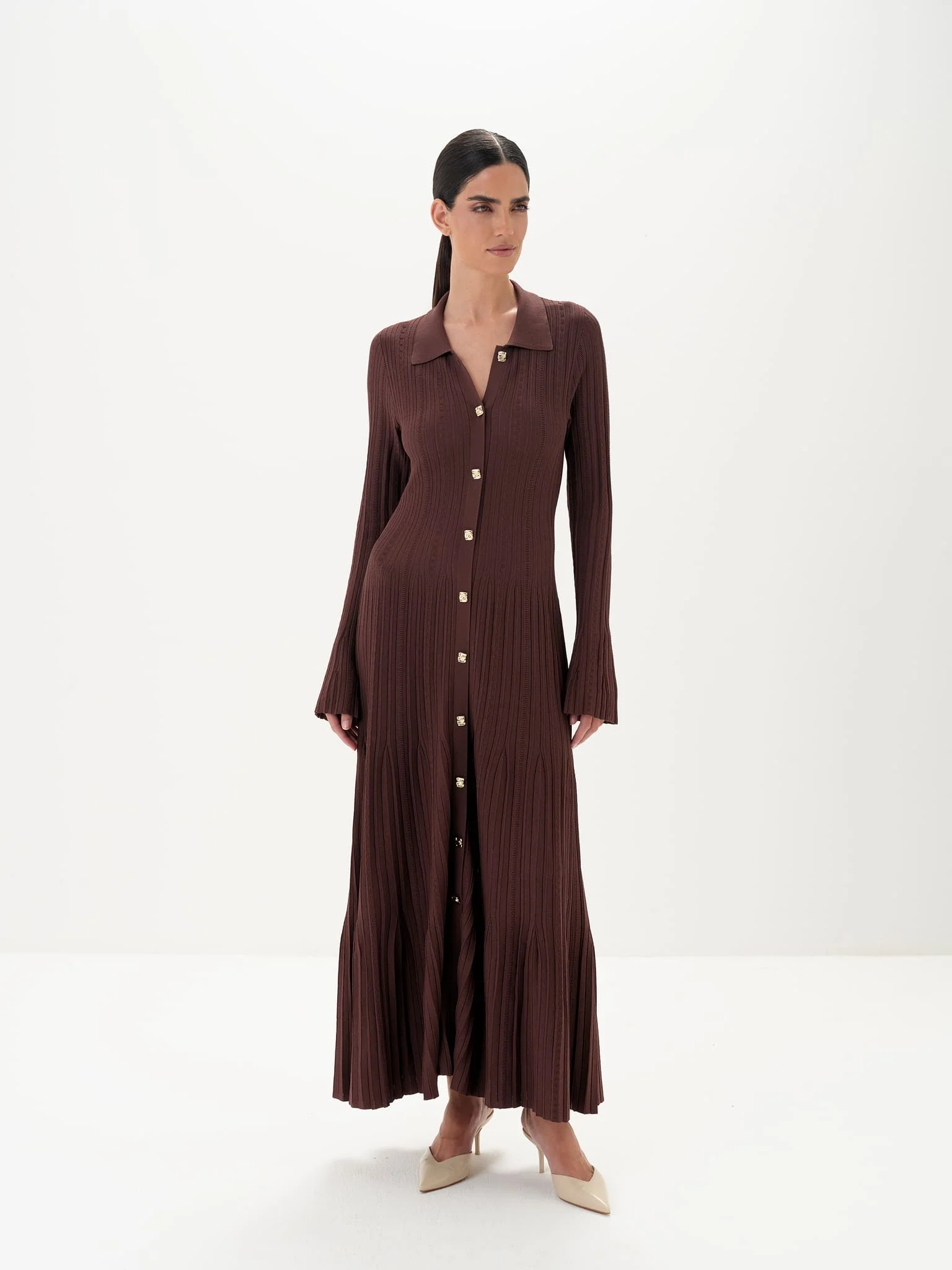 Aurelie Buttoned Maxi Dress in Viscose Knit - Image 11