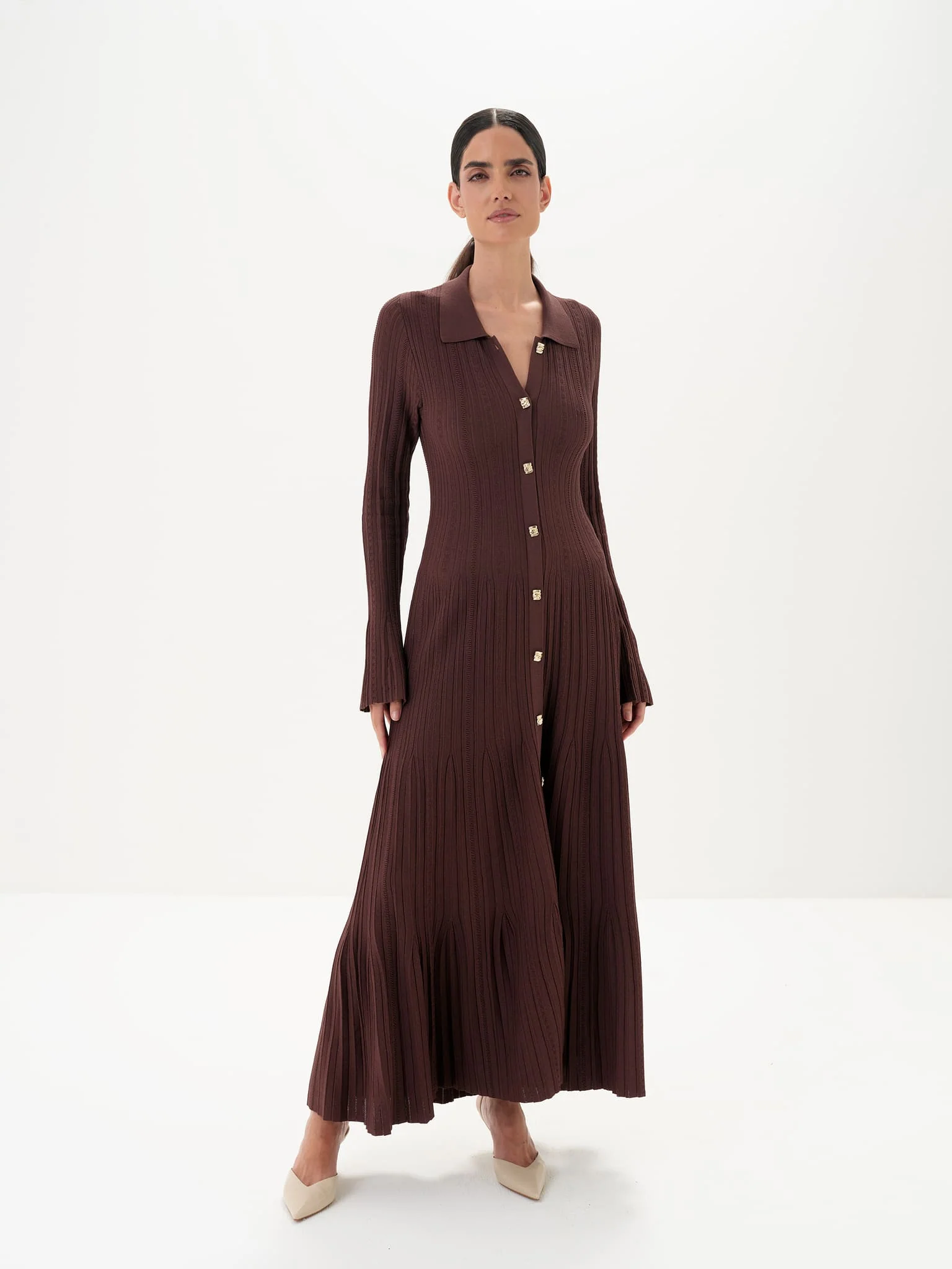 Aurelie Buttoned Maxi Dress in Viscose Knit - Image 12