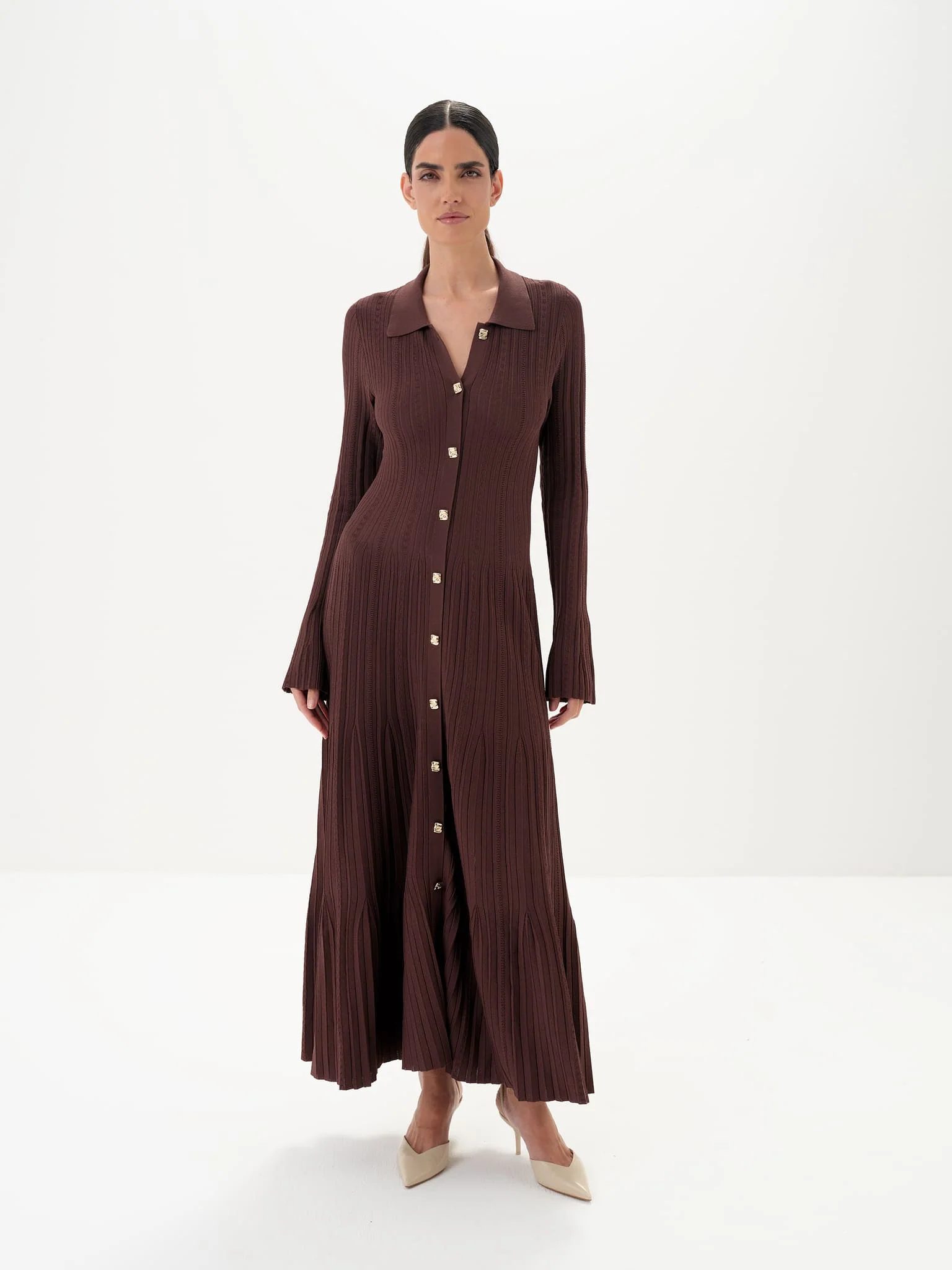 Aurelie Buttoned Maxi Dress in Viscose Knit - Image 14