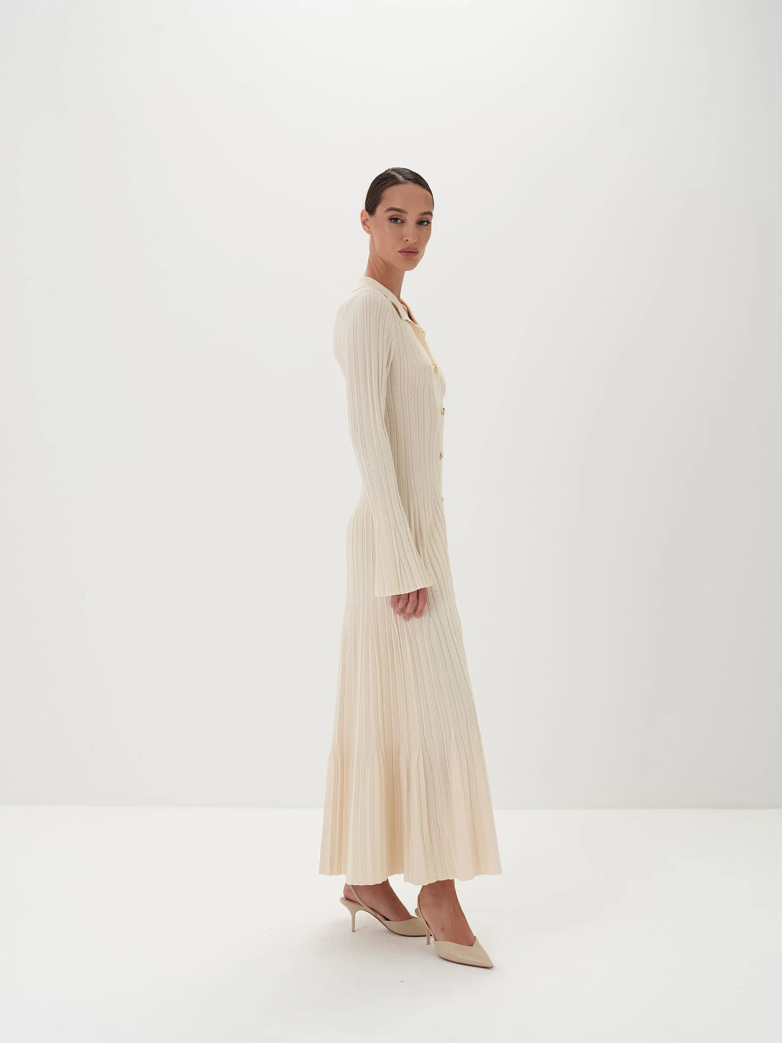 Aurelie Buttoned Maxi Dress in Viscose Knit - Image 4