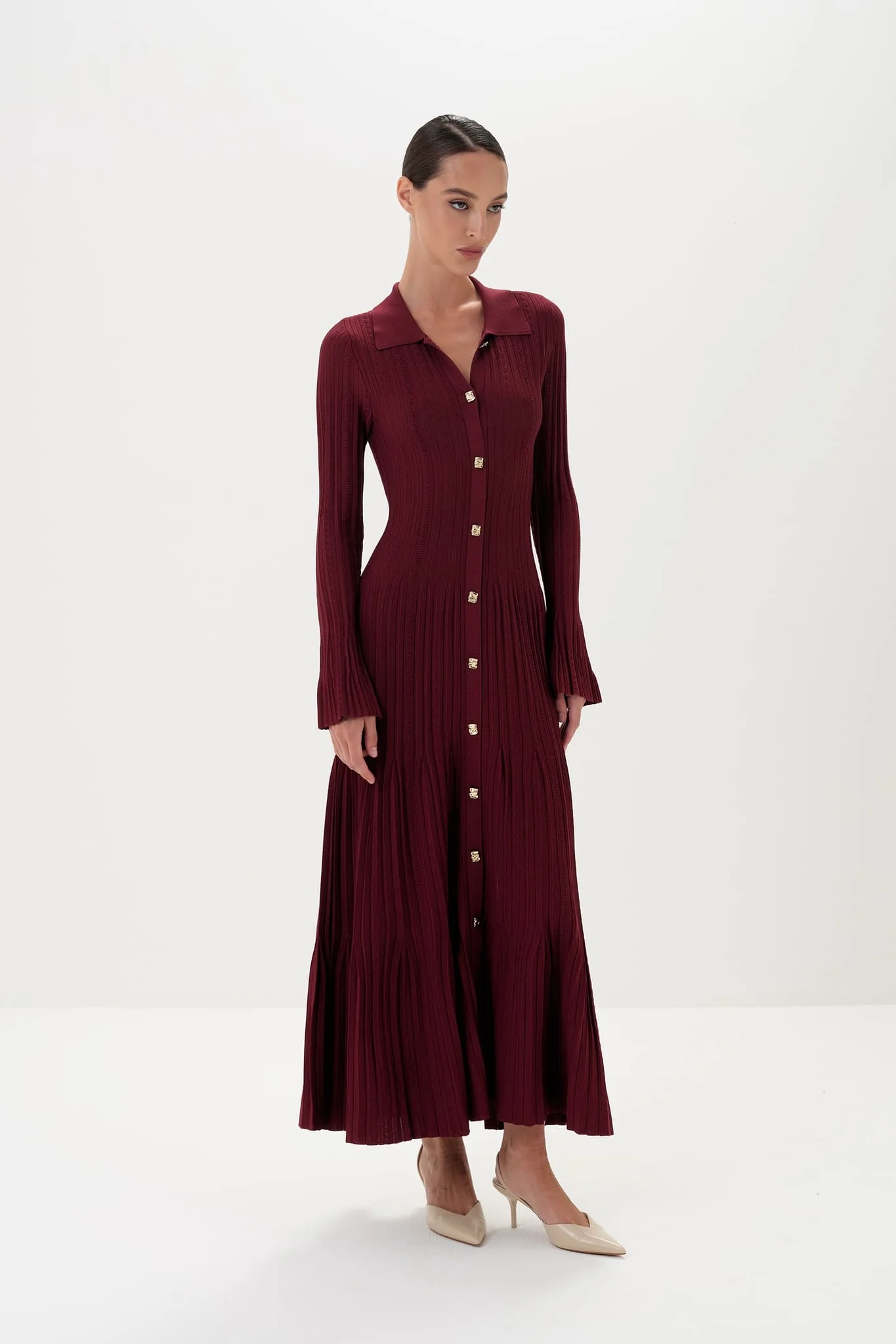 Aurelie Buttoned Maxi Dress in Viscose Knit - Image 6