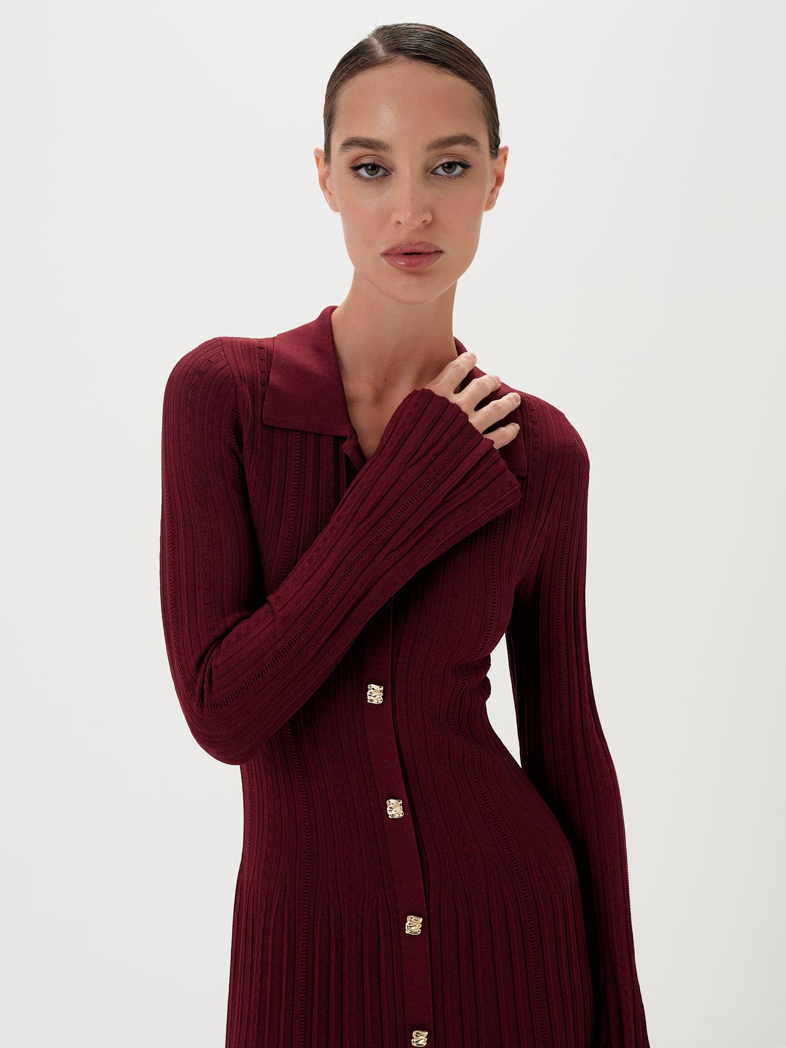 Aurelie Buttoned Maxi Dress in Viscose Knit - Image 7