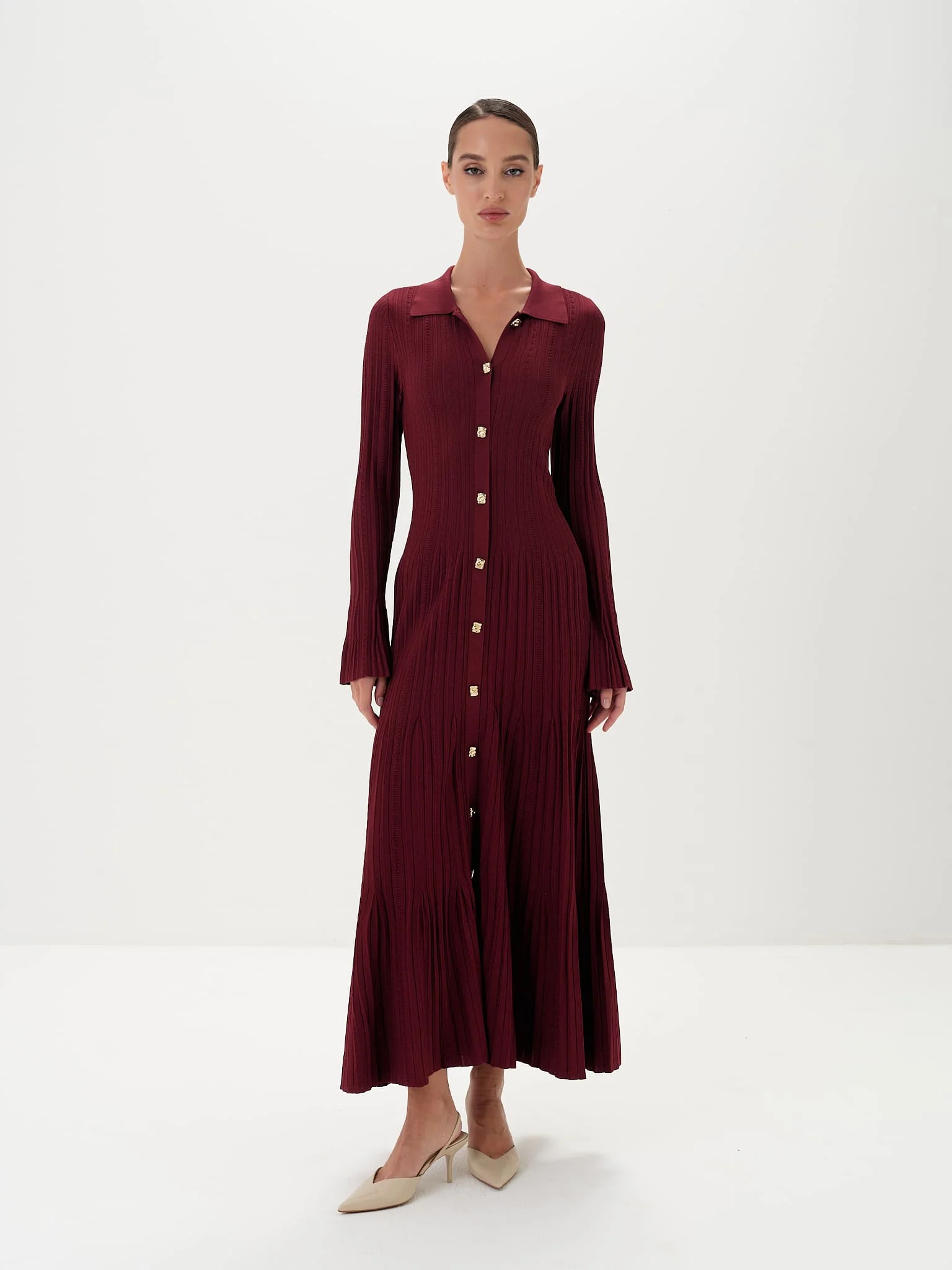 Aurelie Buttoned Maxi Dress in Viscose Knit - Image 8