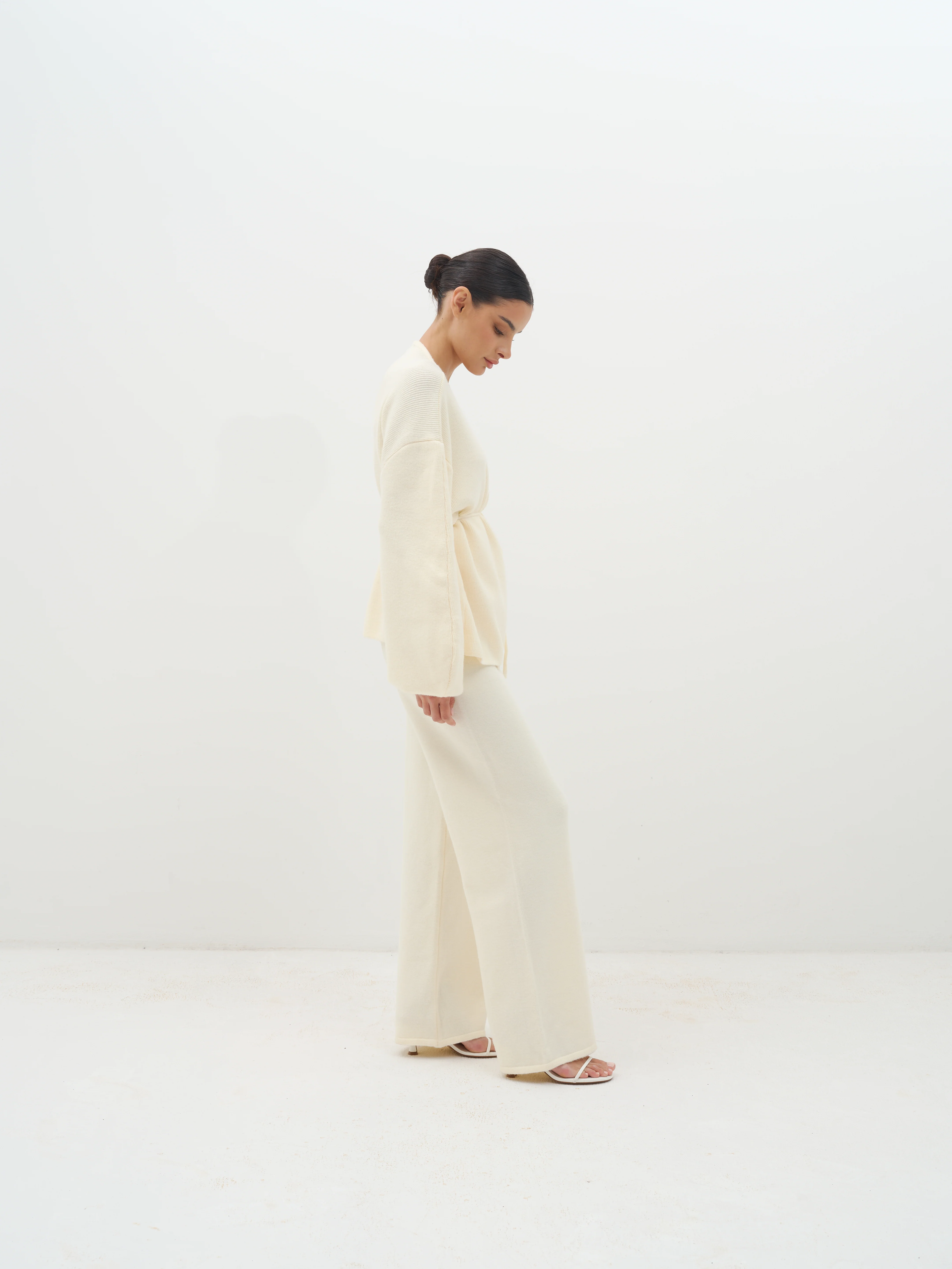 Azalia Wrap Top & Wide-Leg Trouser Set in Cotton Knit - Image 4