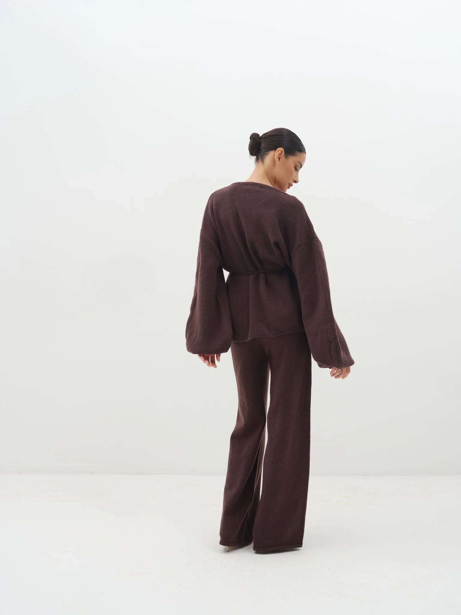 Azalia Wrap Top & Wide-Leg Trouser Set in Cotton Knit - Image 7