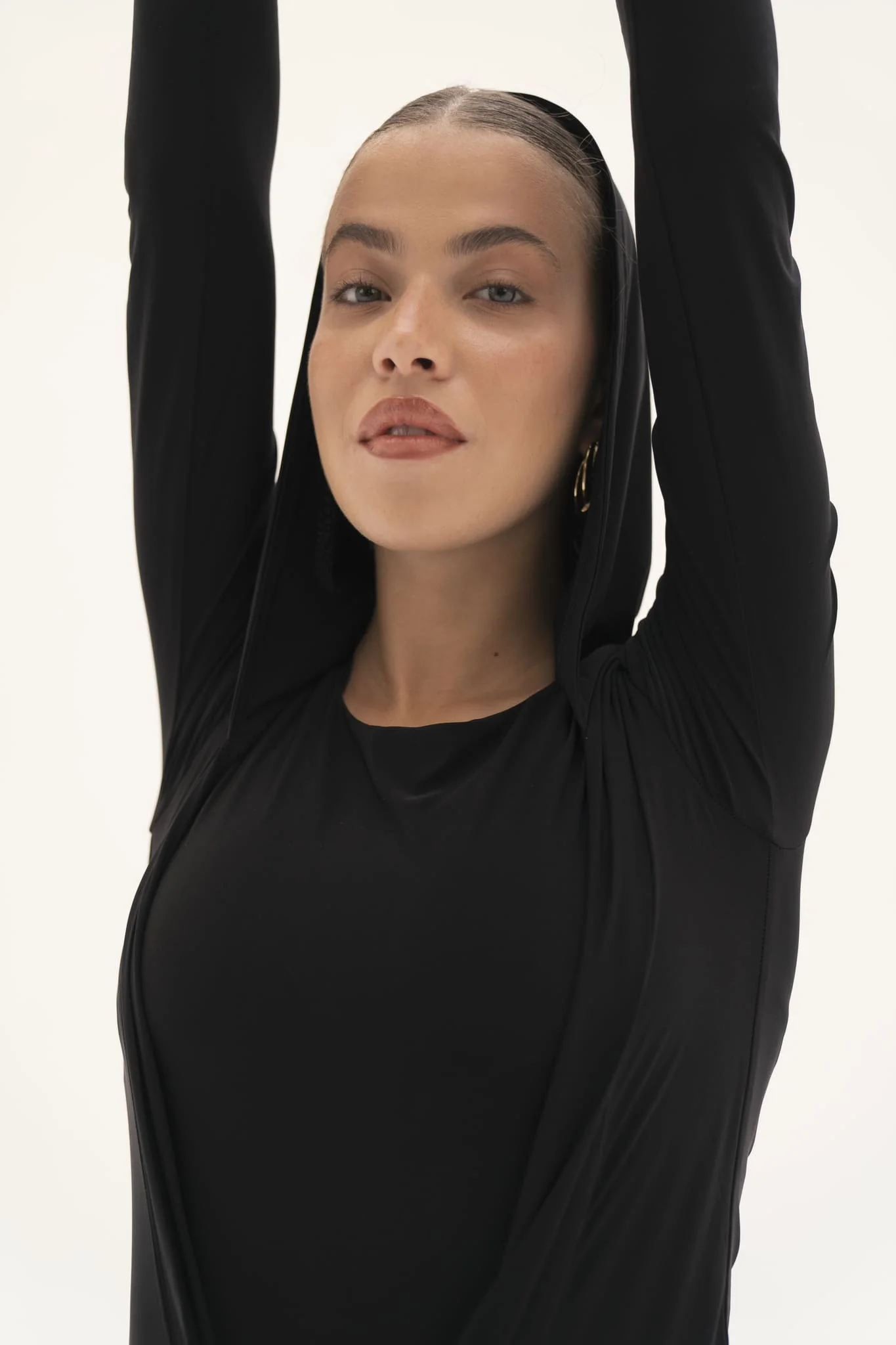 Carolyn Draped Hood Long-Sleeve Top - Image 5