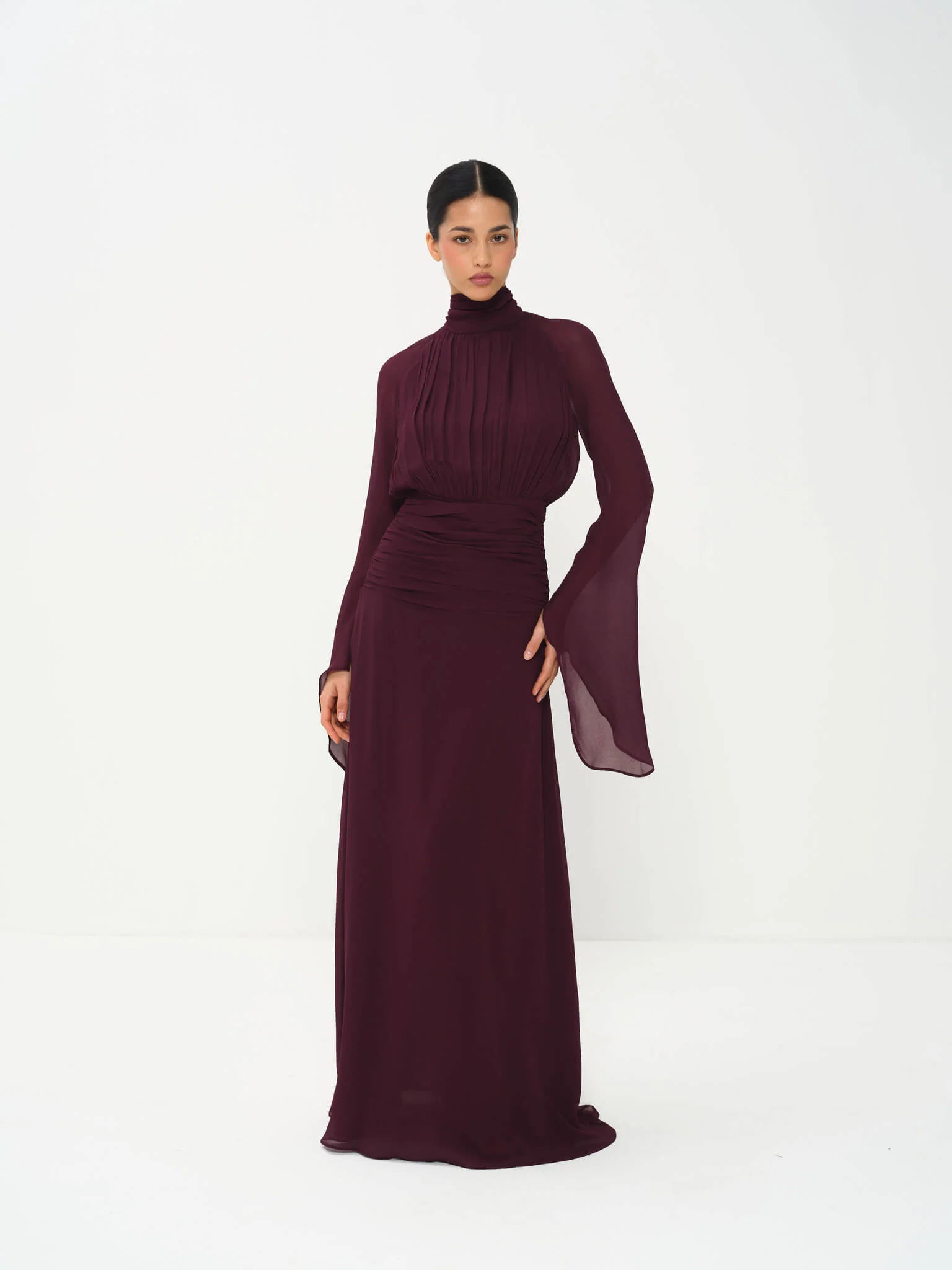 Cyria Long-Sleeve Gown in Viscose - Image 4