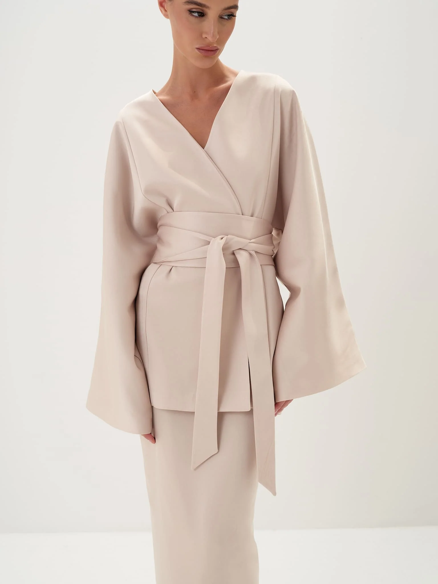 Elia Wrap Belted Jacket in Satin - Image 3