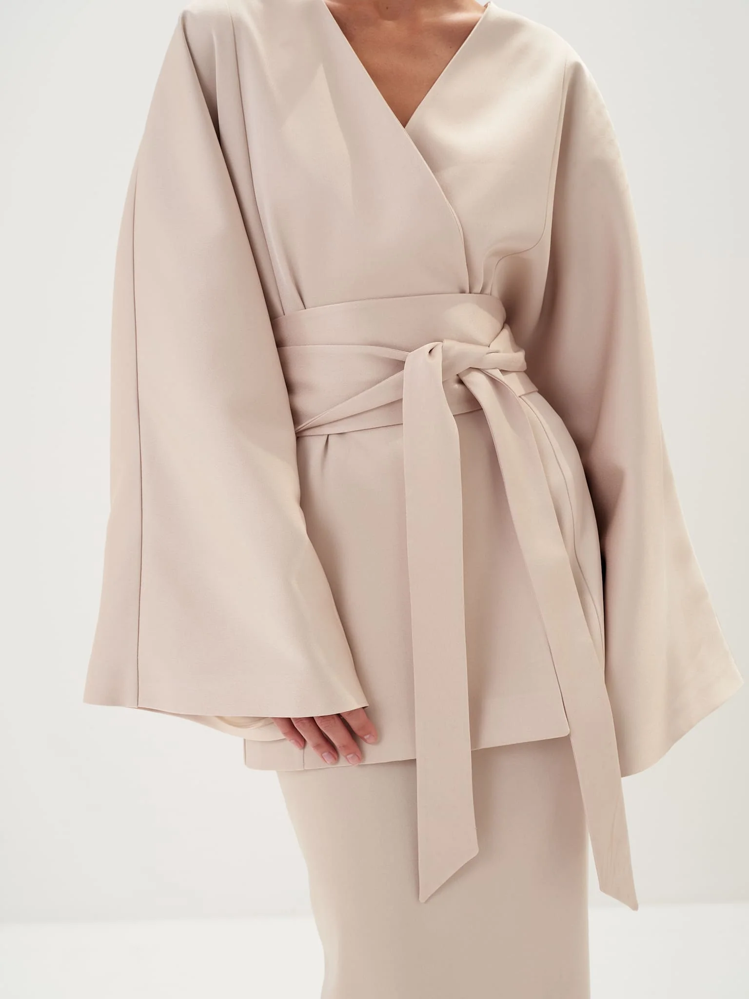Elia Wrap Belted Jacket in Satin - Image 5