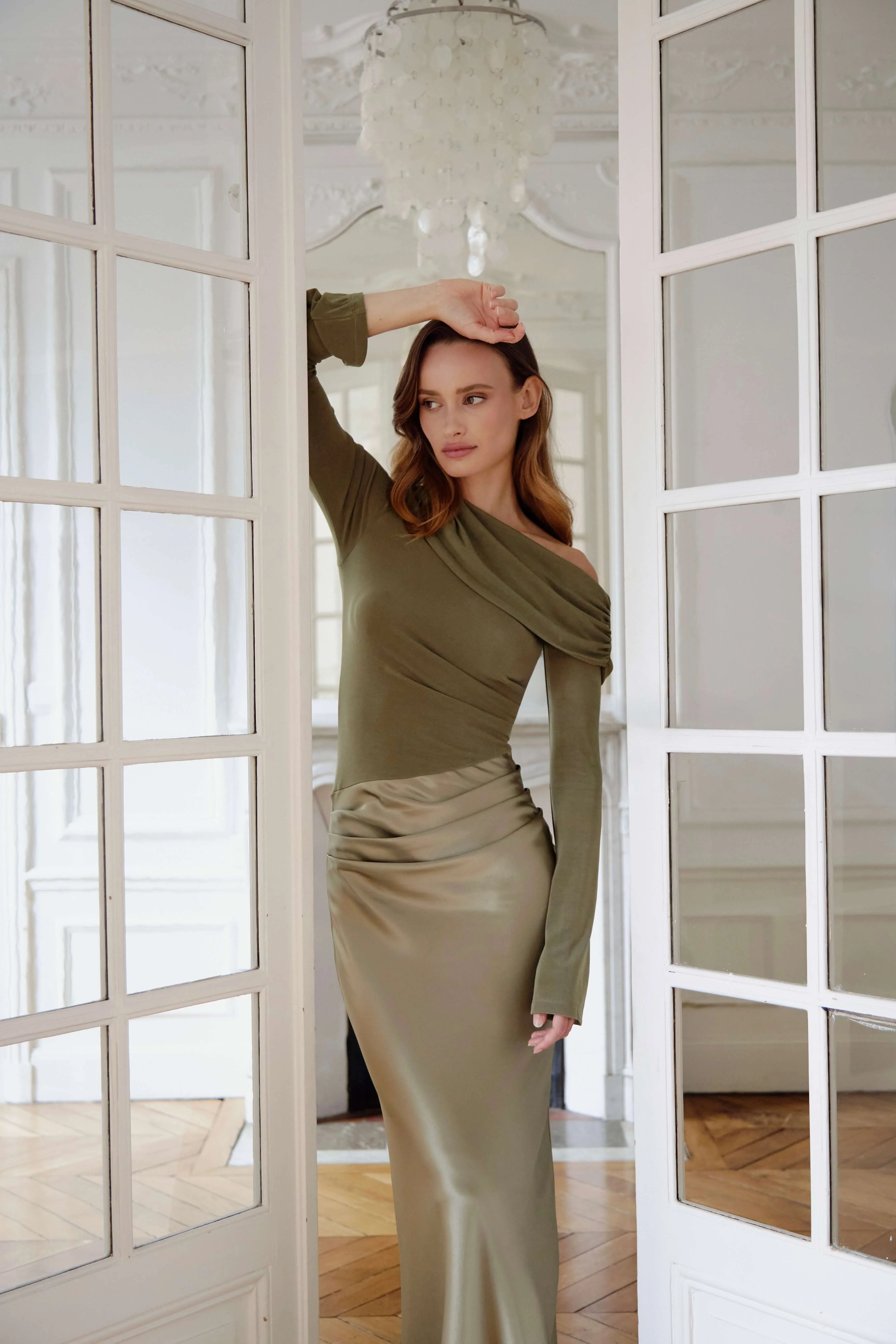 Eliane Asymmetrical Gown in Naia™ Satin - Image 5