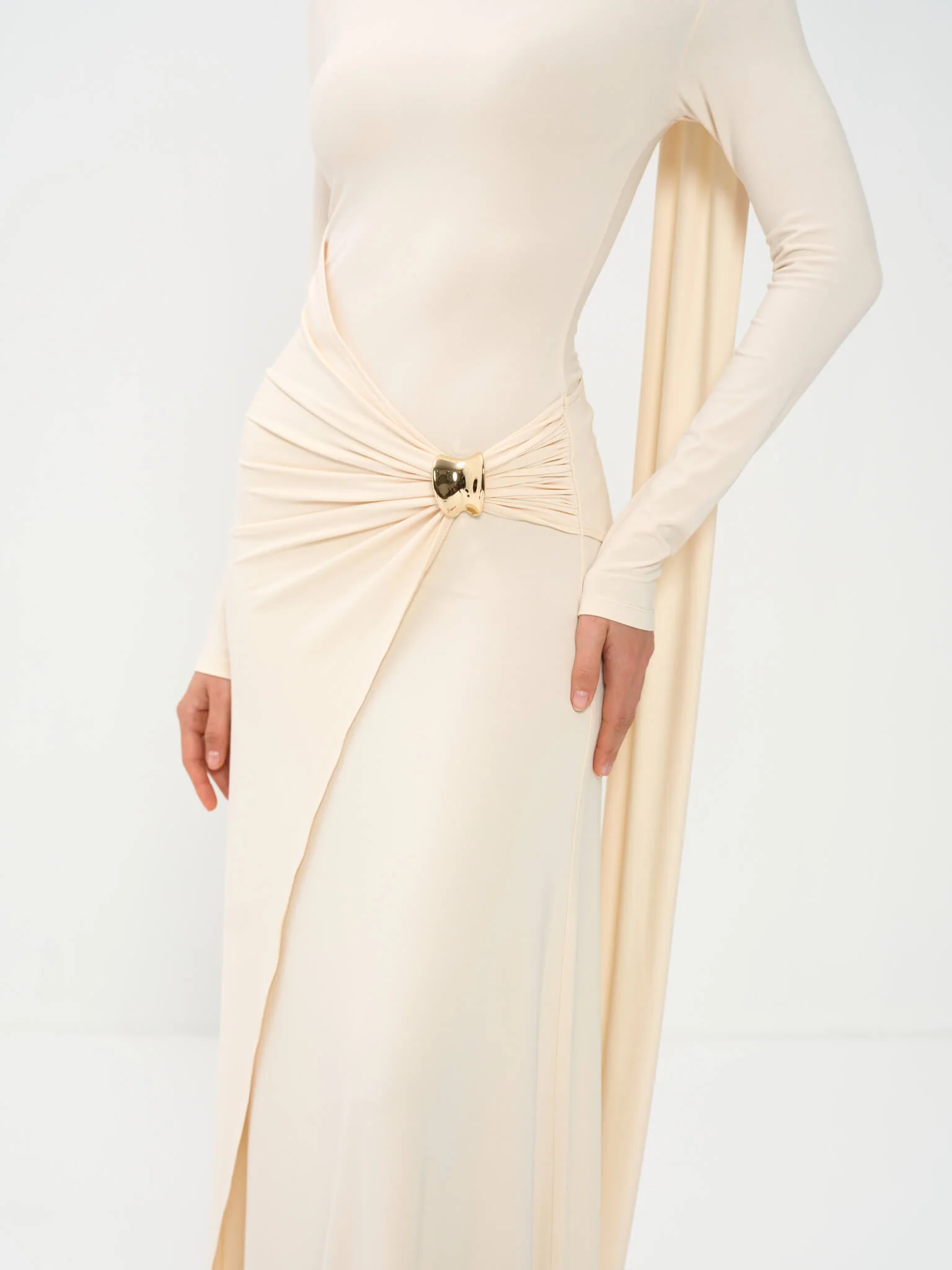 Melissa Draped Long Sleeve Gown in Bamboo Jersey - Image 3
