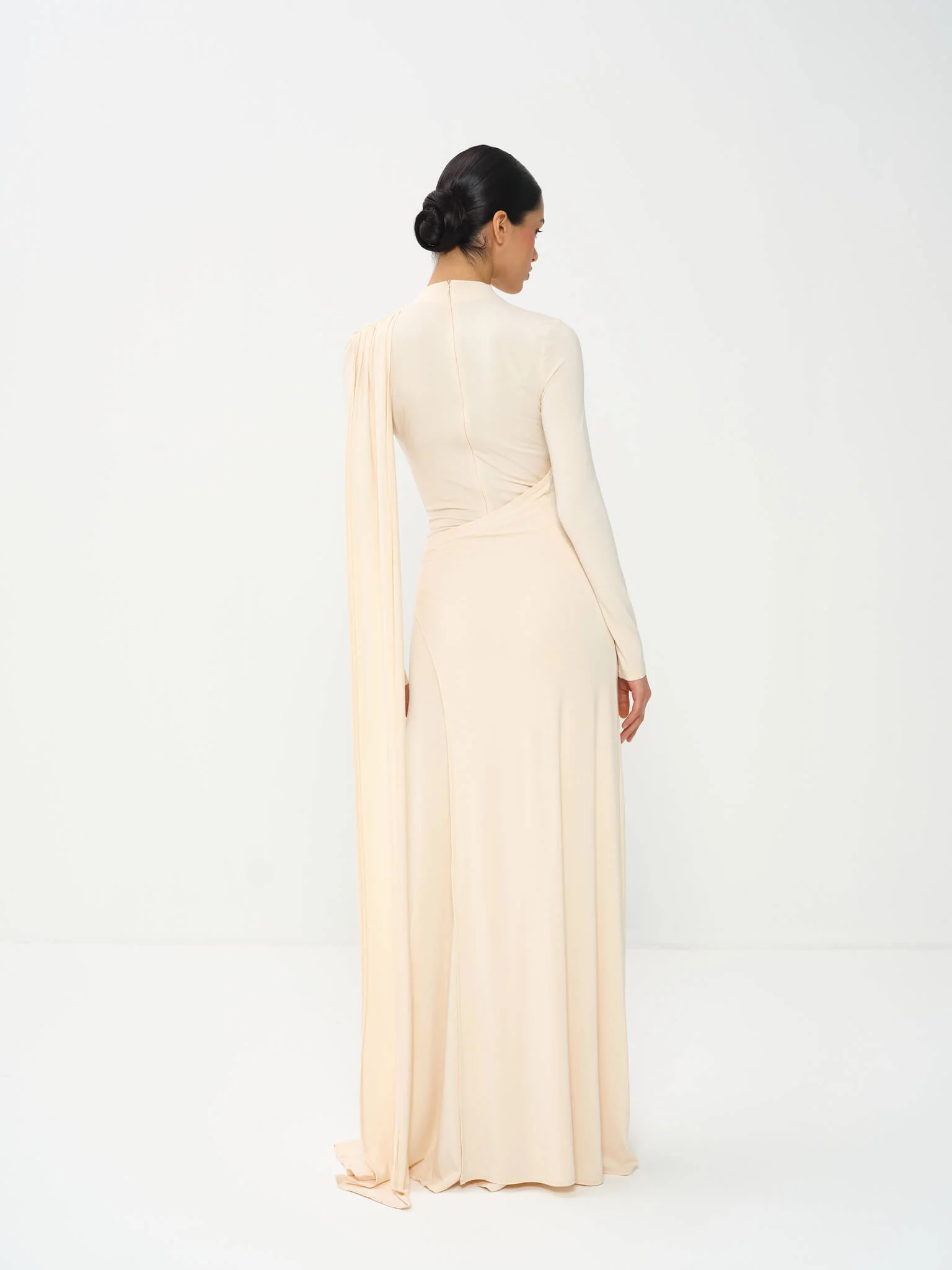 Melissa Draped Long Sleeve Gown in Bamboo Jersey - Image 7