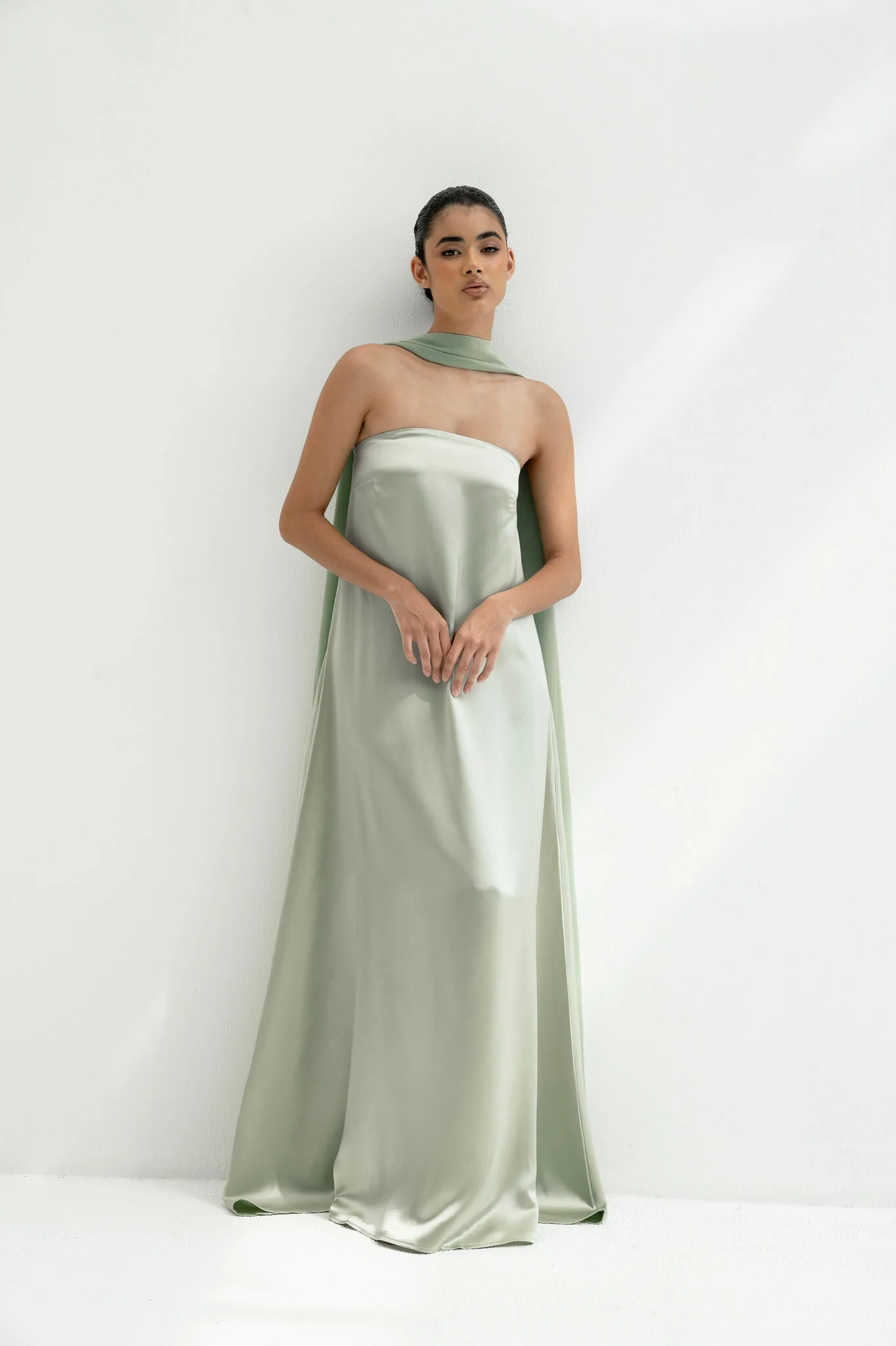 Rayssa Scarf Gown in Naia™ Satin - Image 10