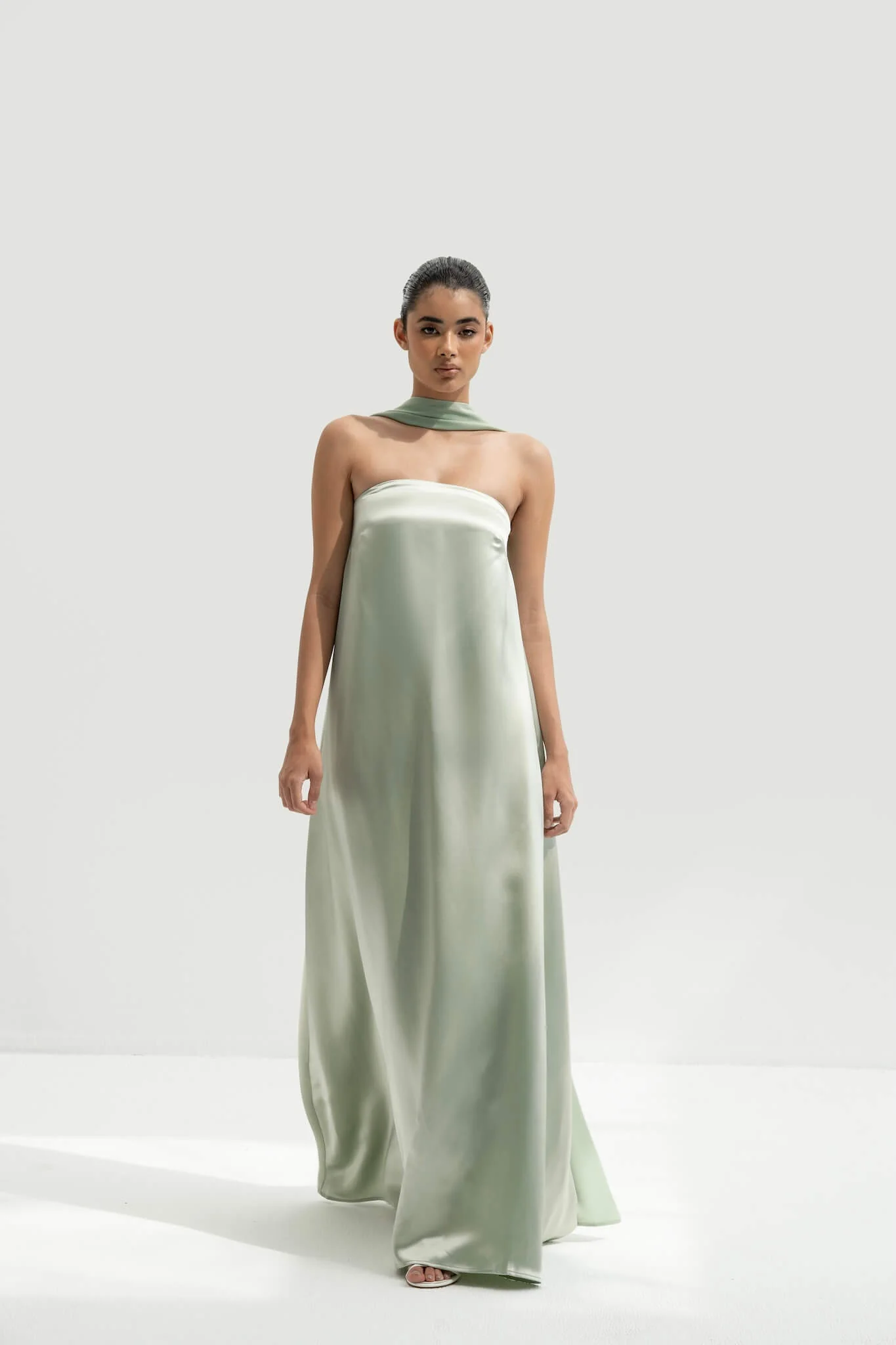 Rayssa Scarf Gown in Naia™ Satin - Image 8