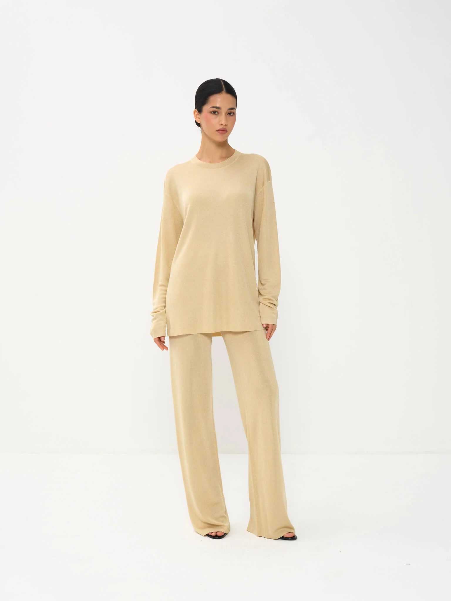 Sadeen Straight-Leg Pants in Viscose Knit with Lurex - Image 3