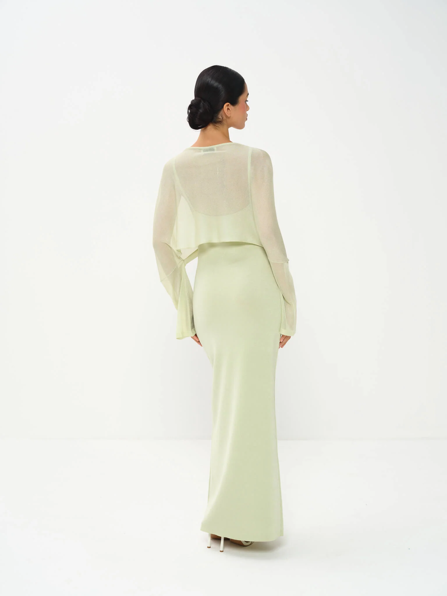 Selene Draped Maxi Dress in Viscose Knit with Lurex - Image 10
