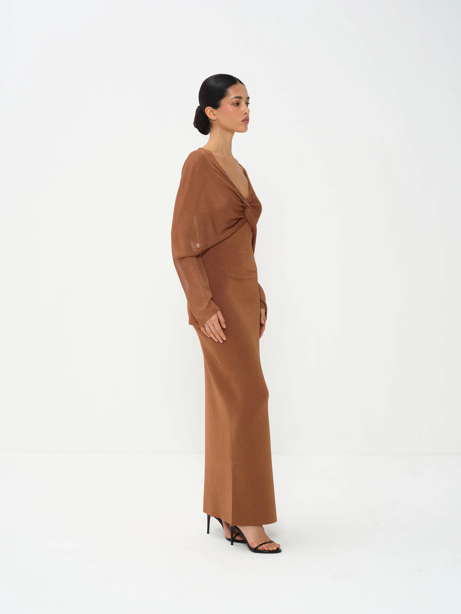 Selene Draped Maxi Dress in Viscose Knit with Lurex - Image 3