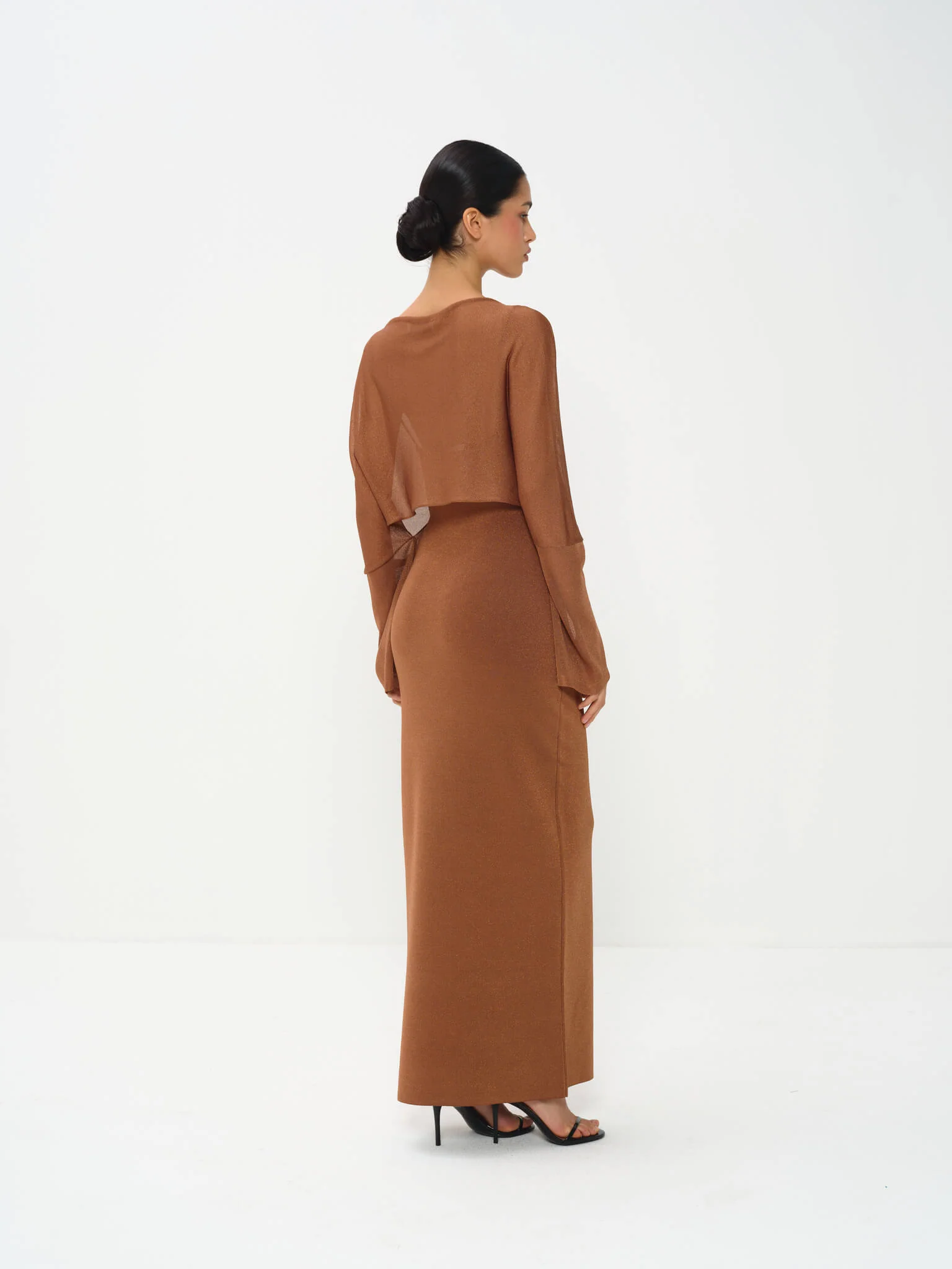 Selene Draped Maxi Dress in Viscose Knit with Lurex - Image 4