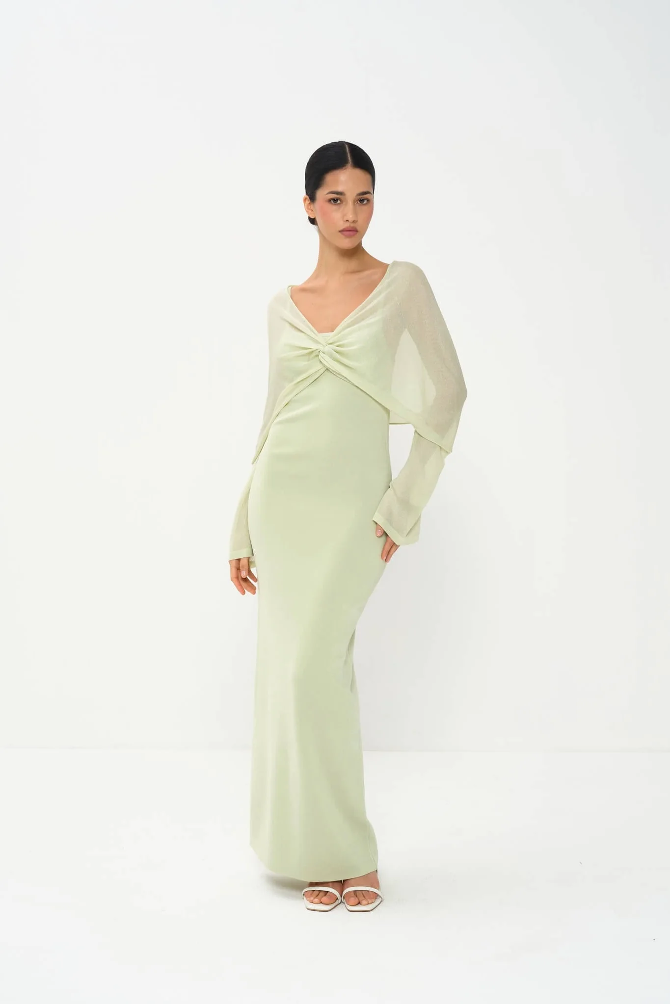 Selene Draped Maxi Dress in Viscose Knit with Lurex - Image 6