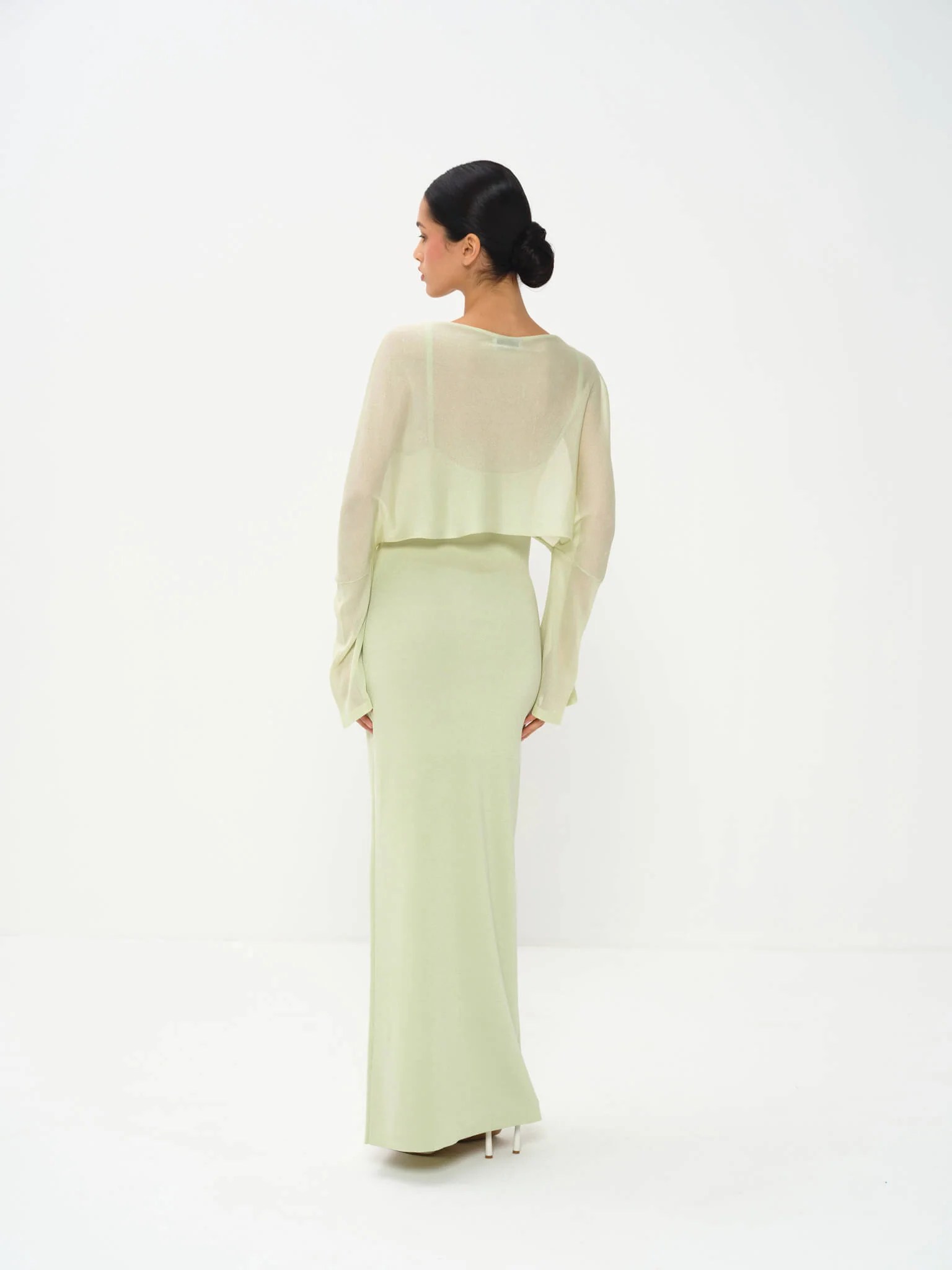 Selene Draped Maxi Dress in Viscose Knit with Lurex - Image 8