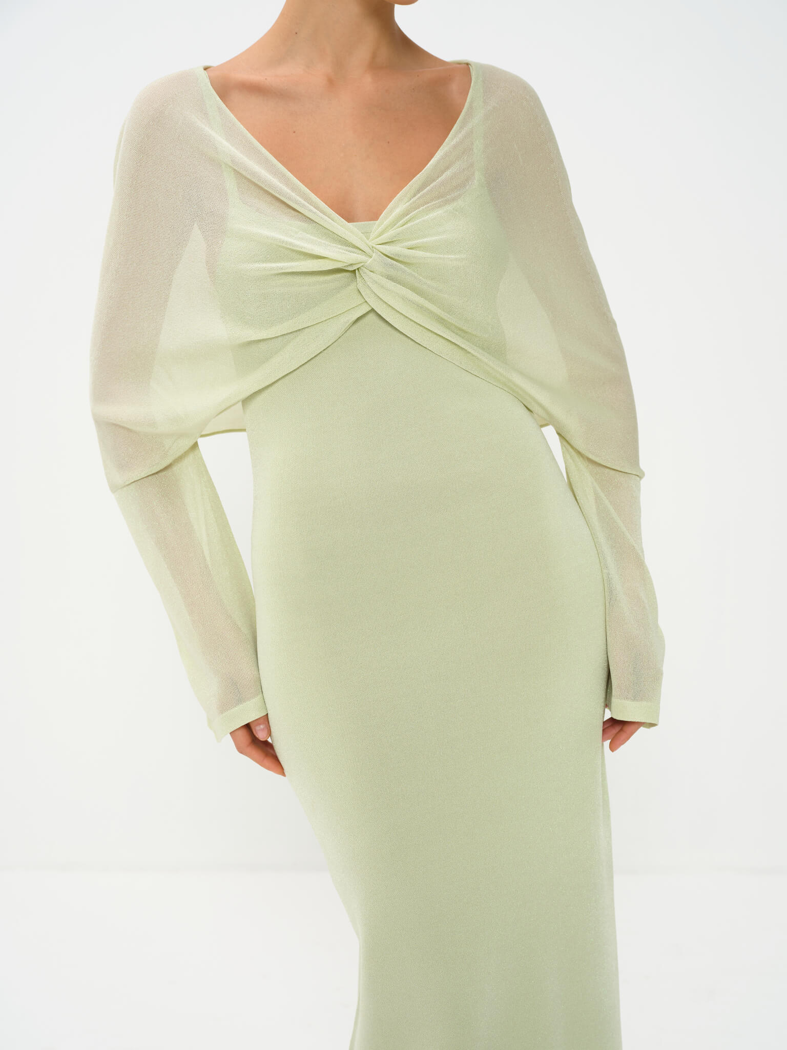 Selene Draped Maxi Dress in Viscose Knit with Lurex - Image 9