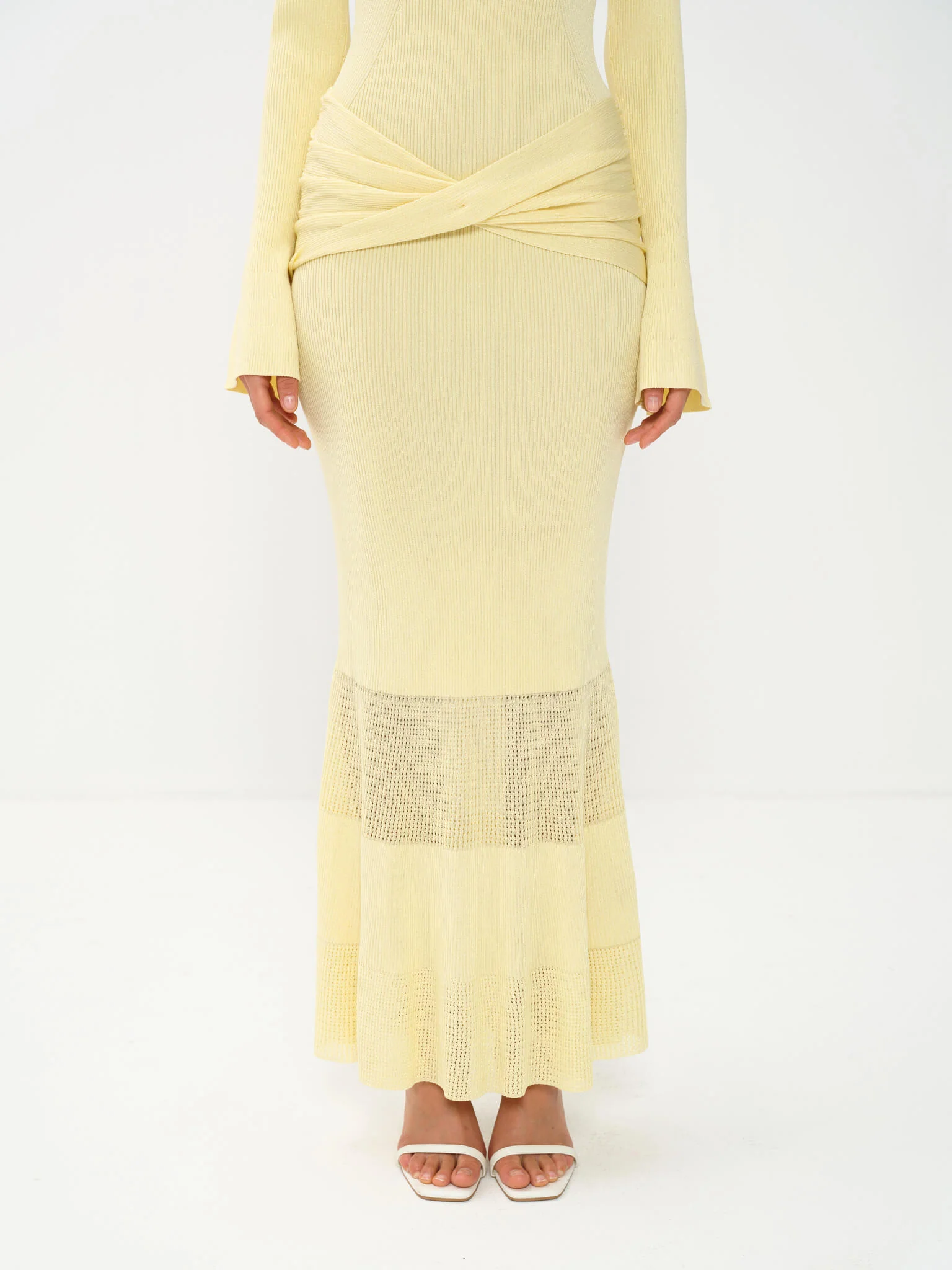 Yasira High Neck Pleated Dress in Viscose Knit with Lurex - Image 10