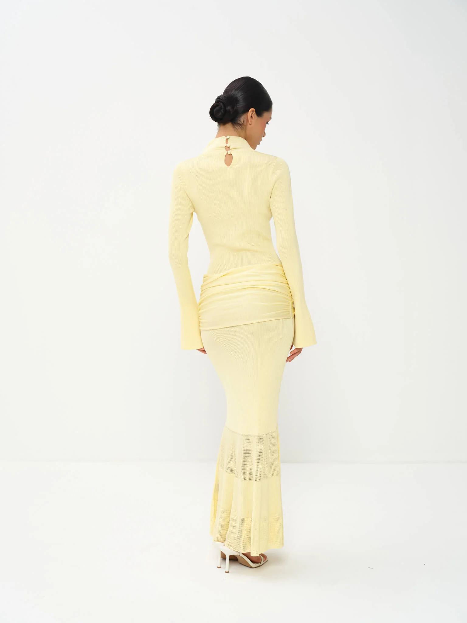 Yasira High Neck Pleated Dress in Viscose Knit with Lurex - Image 8