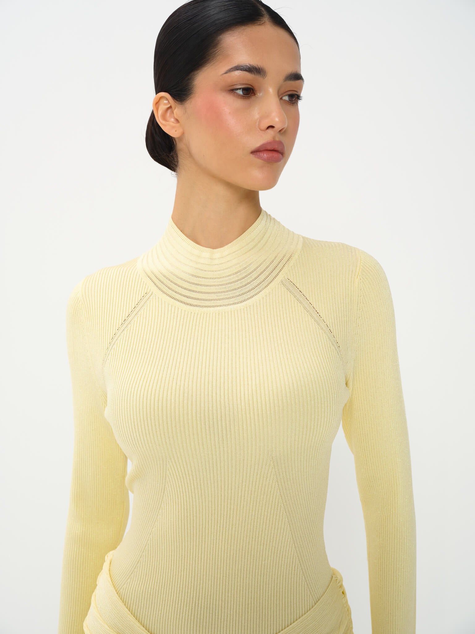 Yasira High Neck Pleated Dress in Viscose Knit with Lurex - Image 9